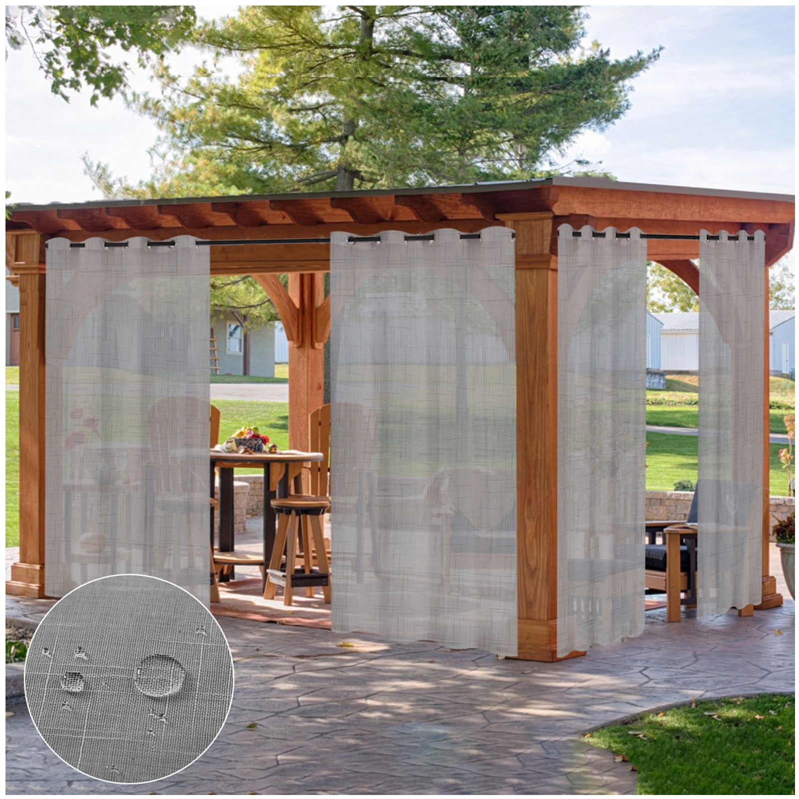 Qelus Outdoorvorhang Wasserdicht Outdoorvorhänge Sonnenschutz Transparent günstig online kaufen