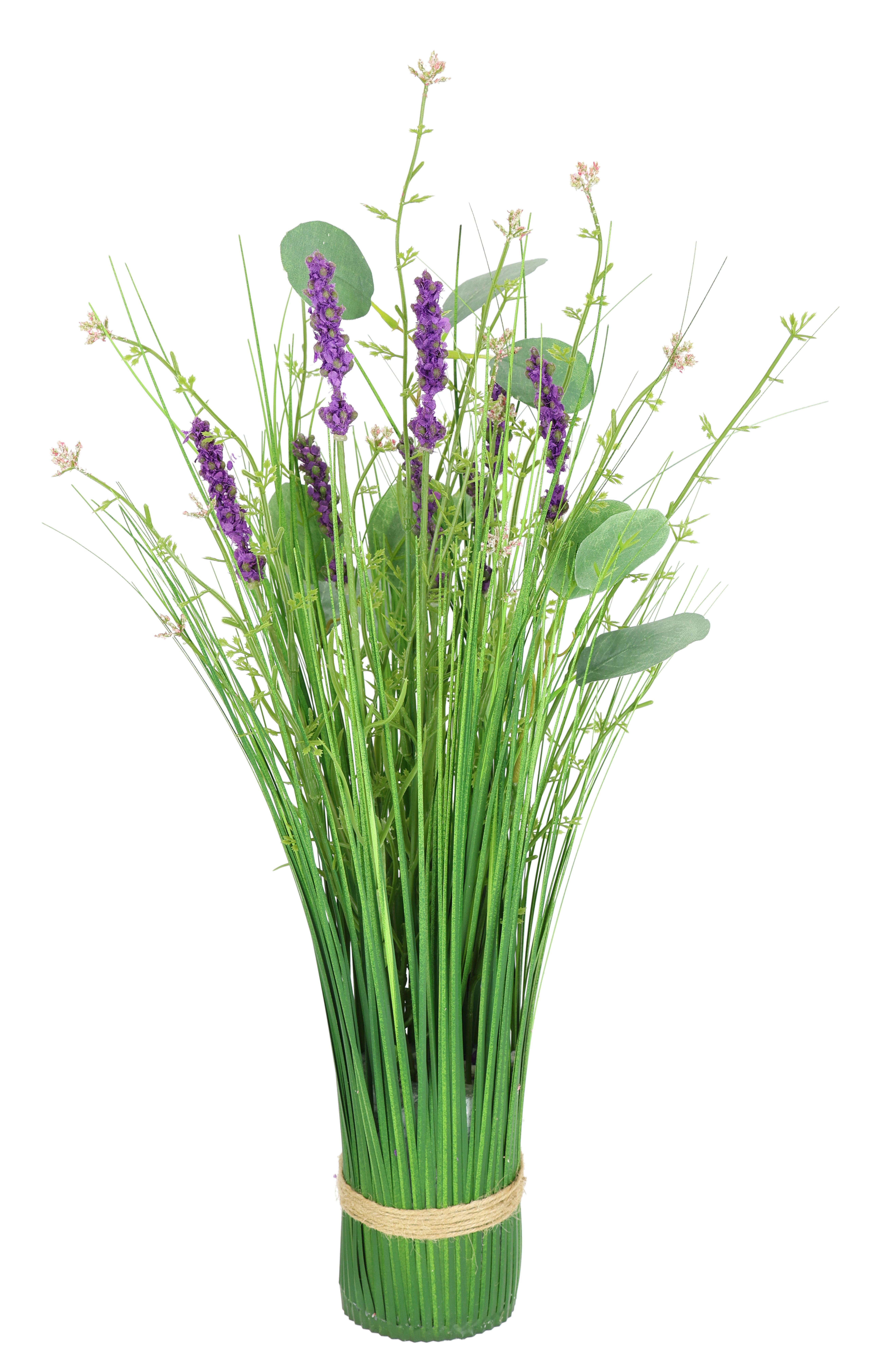 Kunstpflanze Künstlicher Grasbund mit Blüten, I.GE.A., Höhe 45 cm, Grasbusch Deko Kunstblumen Kunstgras Grünpflanze Gräser Sträucher