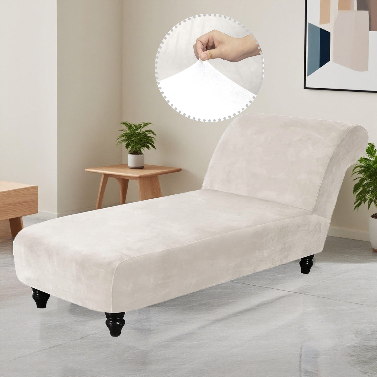 BTTO Sofahusse Stuhlhusse Chaiselounge Bezug Samt Stretch Stuhlbezüge Armlehnenloser, Rutschfest