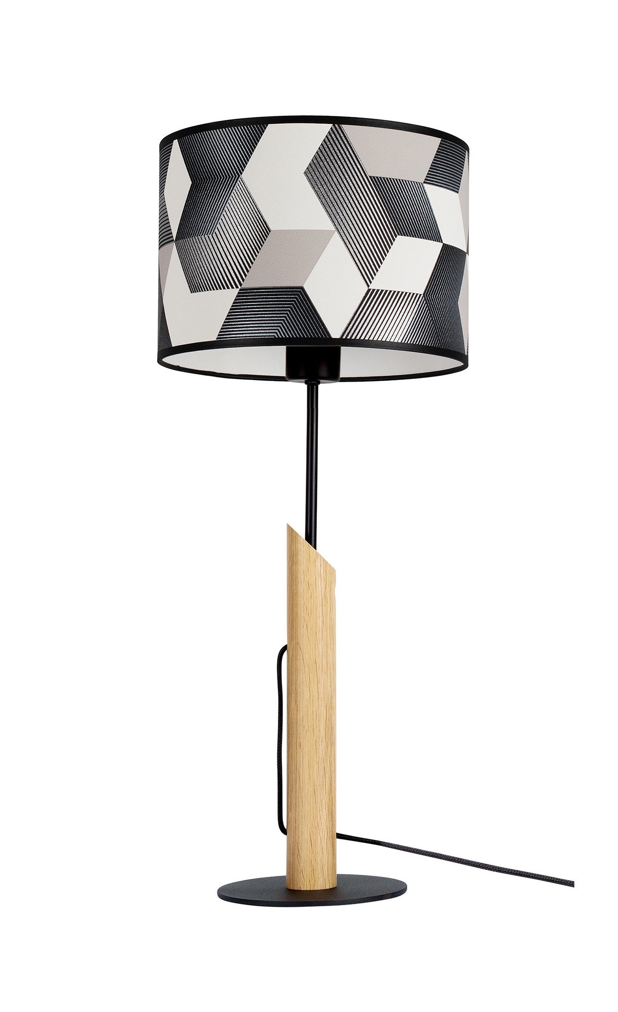 BRITOP LIGHTING Tischleuchte ESPACIO, ohne Leuchtmittel, Aus Eichenholz mit FSC®-Zertifikat, Schirm aus laminierter Tapete | Tischlampen