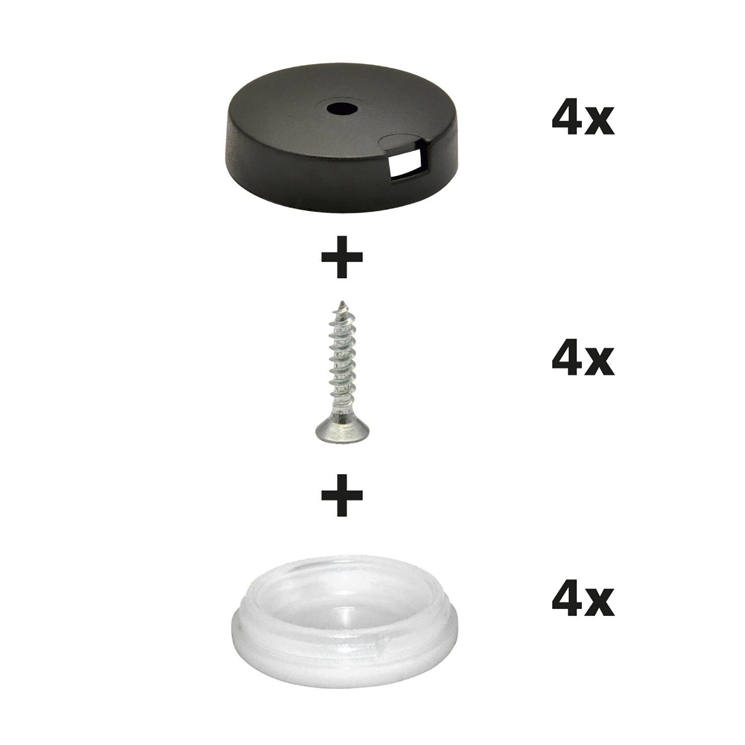 WAGNER design yourself Klick-Gleiter QuickClick® Stuhlgleiter Stoppgleiter Elastomer Gummi I 4er-Set zum Anschrauben I 4x Basis+Schraube+Gleiteinsatz rutschhemmend austauschbar - STOPP - Durchmesser Ø 17, 20, 25, 30, 40, 50 mm - Made in DE
