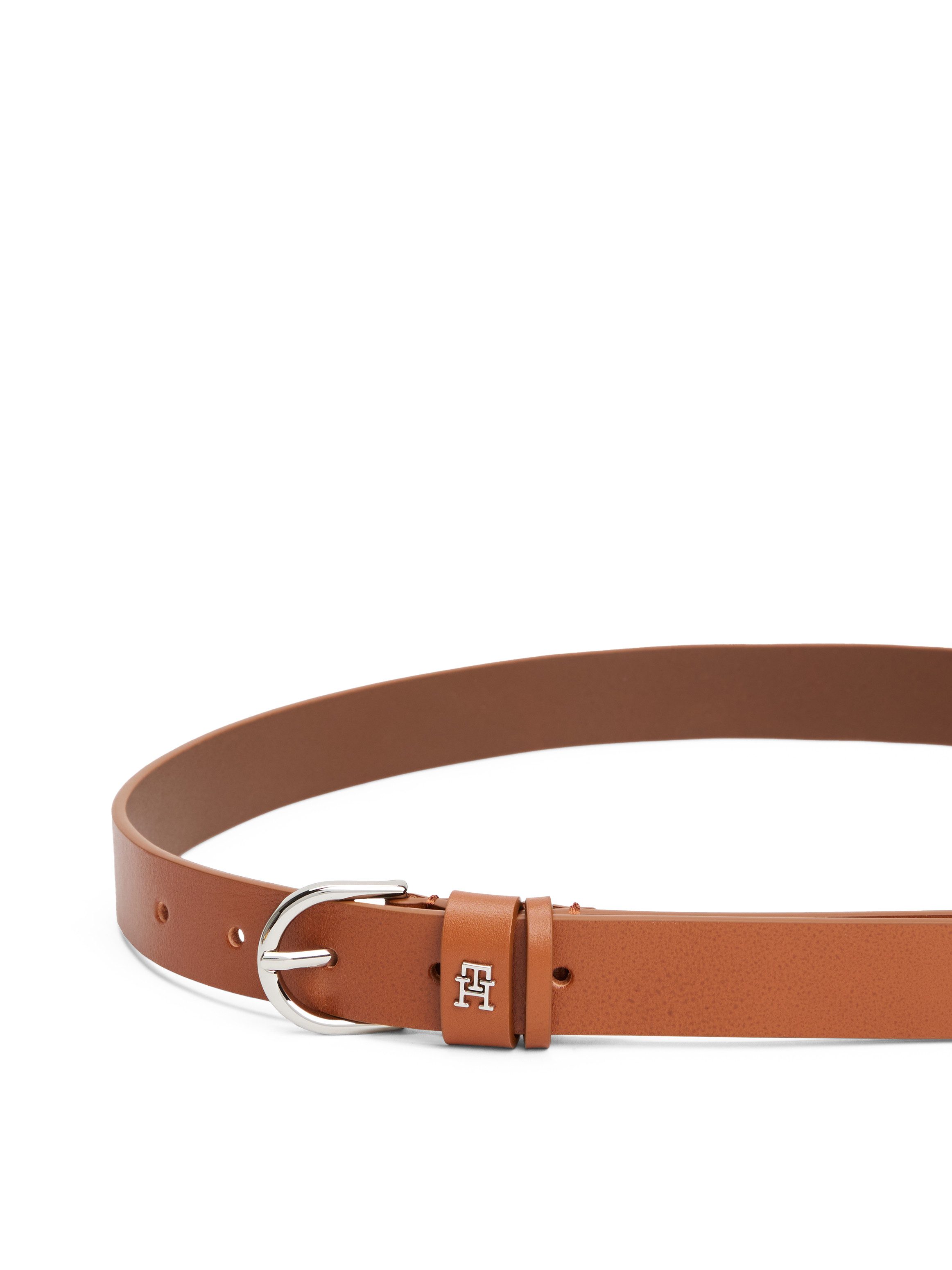 Tommy Hilfiger Ledergürtel ESSENTIAL EFFORTLESS 2.5 cm breit SILVER Einfachdornschließe, Metallemblem