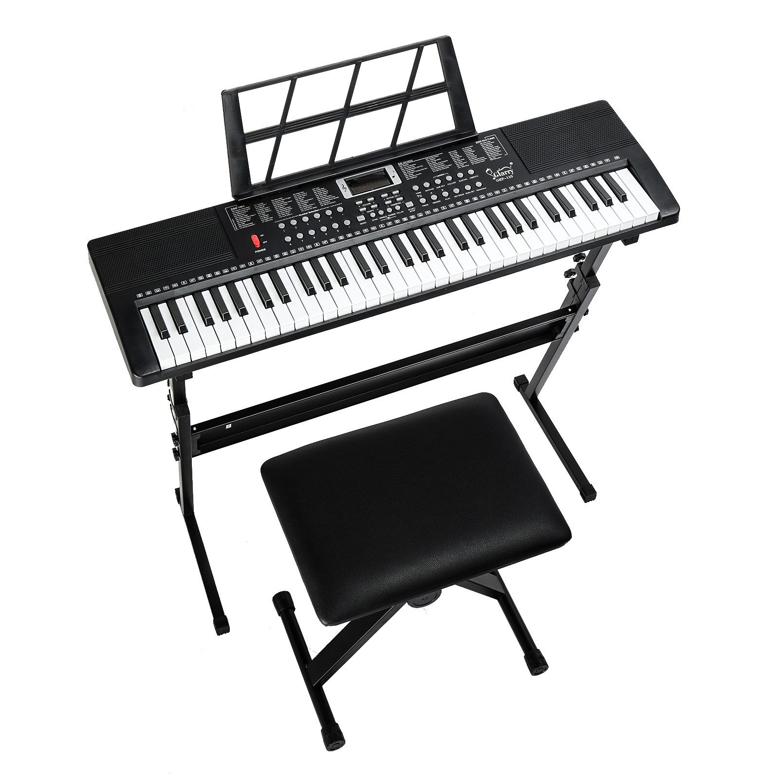 LALAHO Klavier 61 Tasten E Keyboard,Digitalpiano Set, Elektronisches Klavier,Keyboardständer, Keyboardbank und Mikrofon
