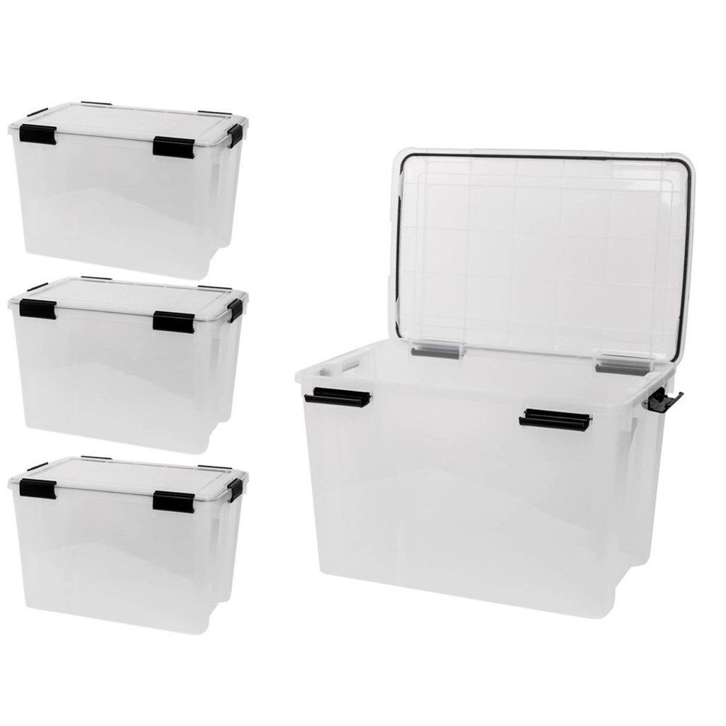 Kreher Aufbewahrungsbox Set: 4 x Box mit Dichtung 50 Liter Volumen