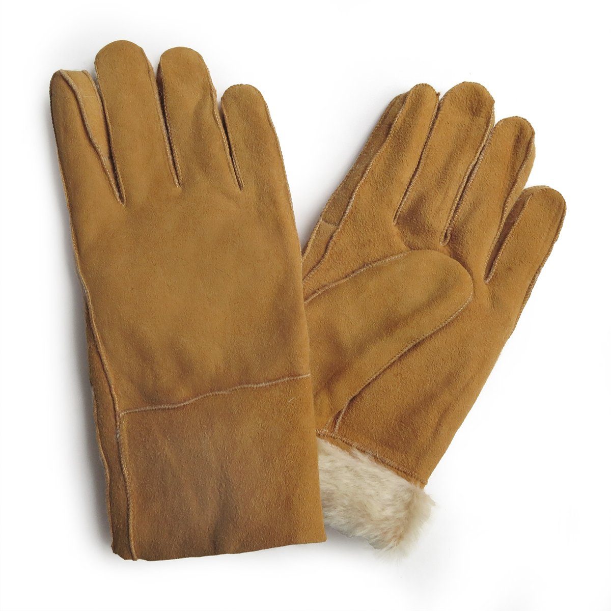 Sonia Originelli Winter-Arbeitshandschuhe Handschuhe aus abweichen kann Fells Schaffell Farben warm hochwertig abweichen, beige Struktur Lammfell des unisex können