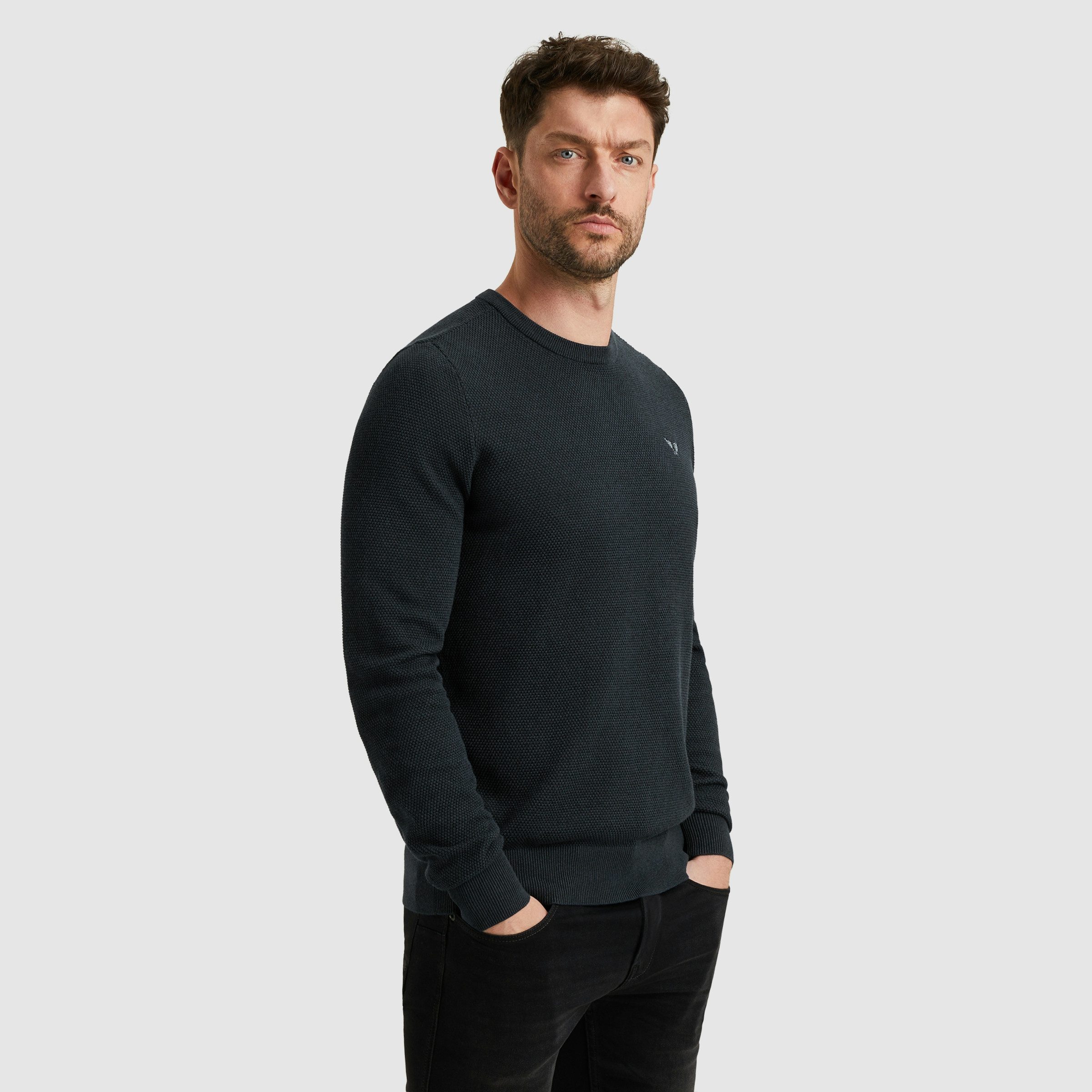 PME LEGEND Rundhalspullover mit Logo Stickerei