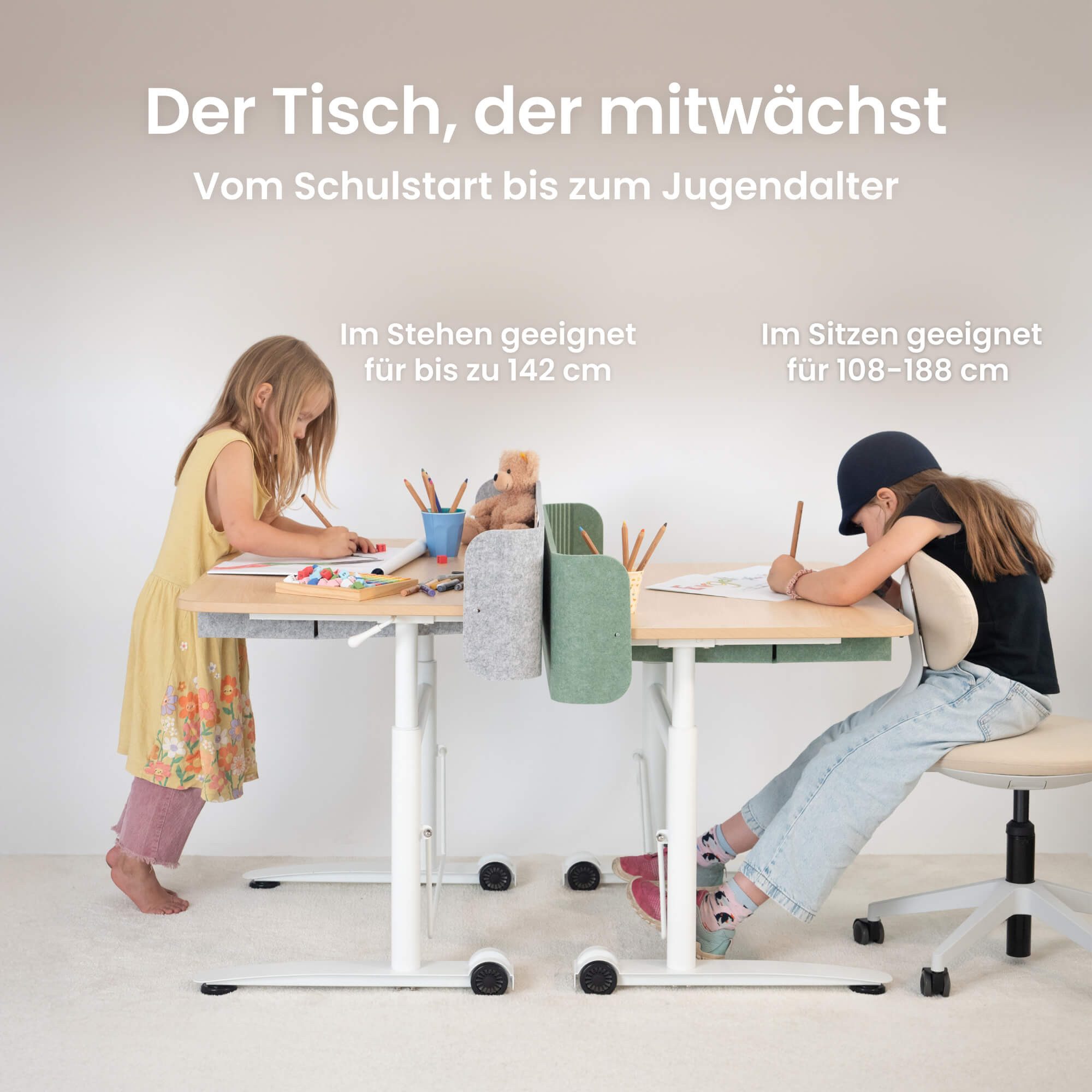 Ergotopia Kindertisch Desktopia Kids - Höhenverstellbarer Kinderschreibtisc günstig online kaufen