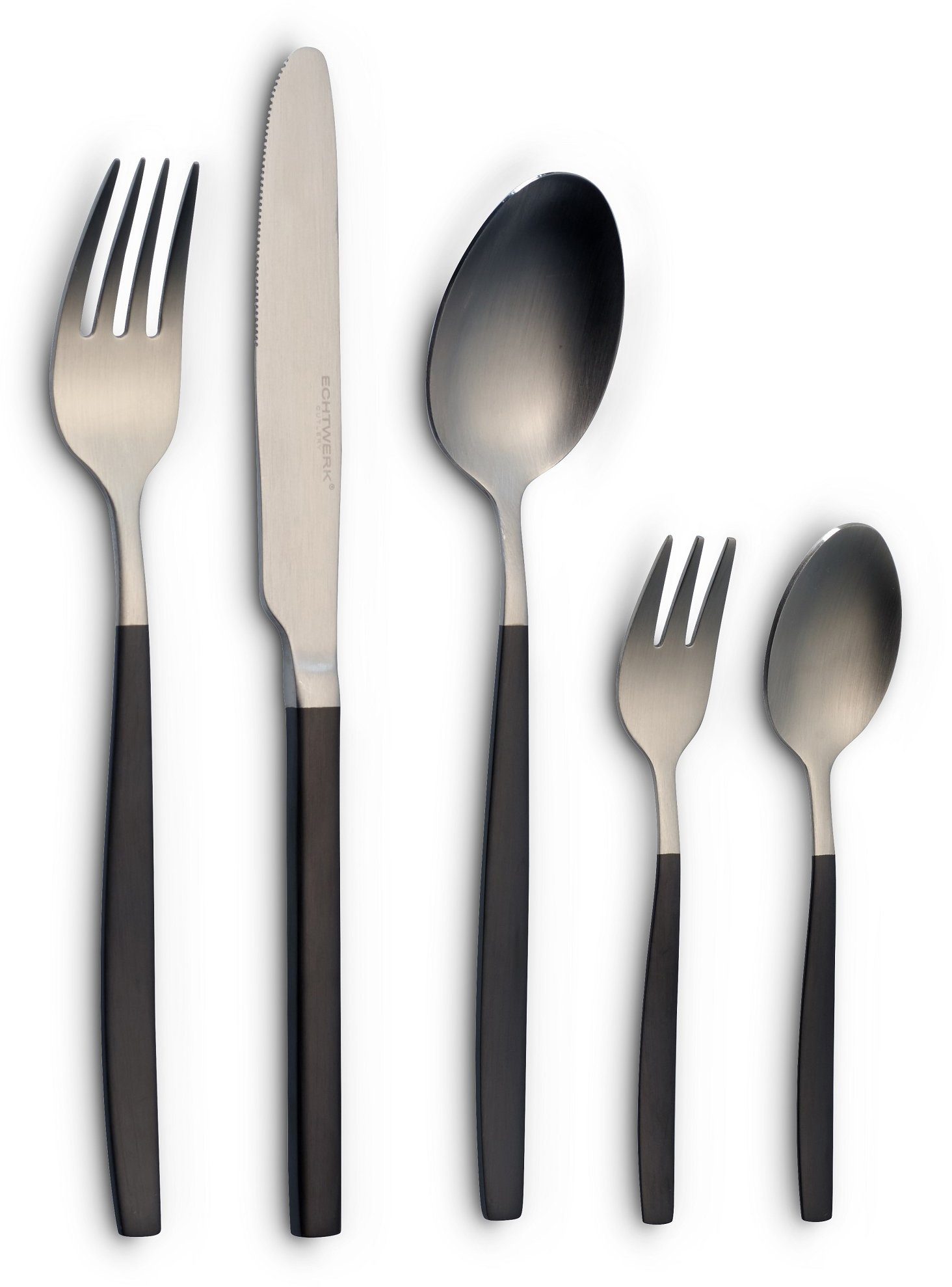 ECHTWERK Besteck-Set Positano Due (30-tlg), 6 Personen, Edelstahl 18/10, zweifarbig, PVD-beschichtet, Kopf silber mattiert. Reduzierter Preis € 66,56. Unverbindliche Preisempfehlung € 129,95