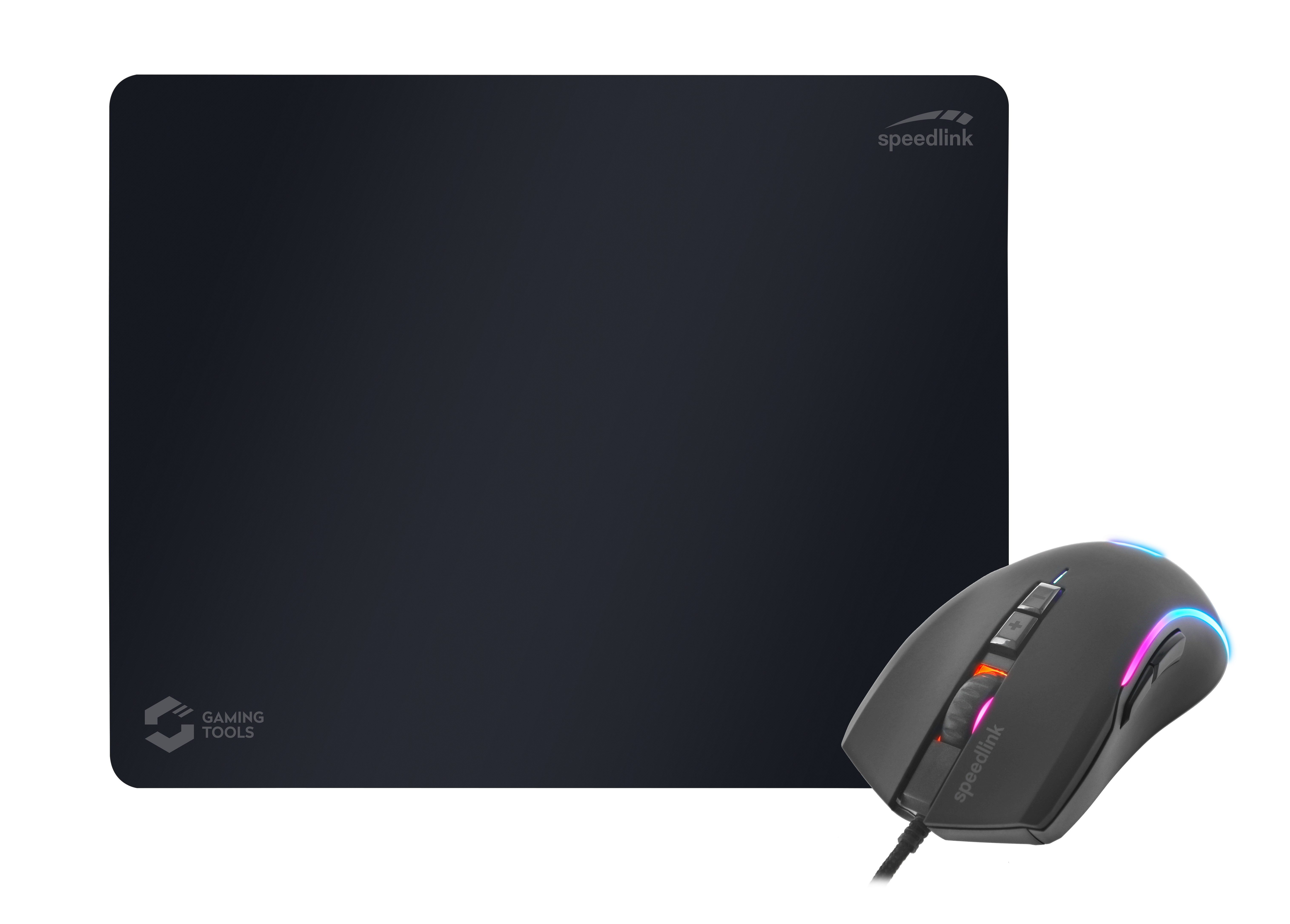 Speedlink Gaming Maus Set, ZAVOS RGB Mouse, ATECS Soft Mousepad - Size M Gaming-Maus (8.000 dpi interpoliert, RGB-Beleuchtung, 38 x 30 cm)