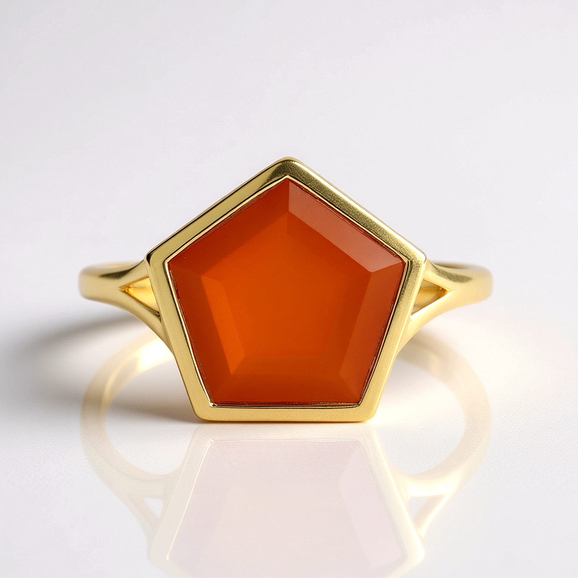 Cavill Solitärring Roter Onyx Goldplattierter Silberring, Indien 3ct (1-tlg)