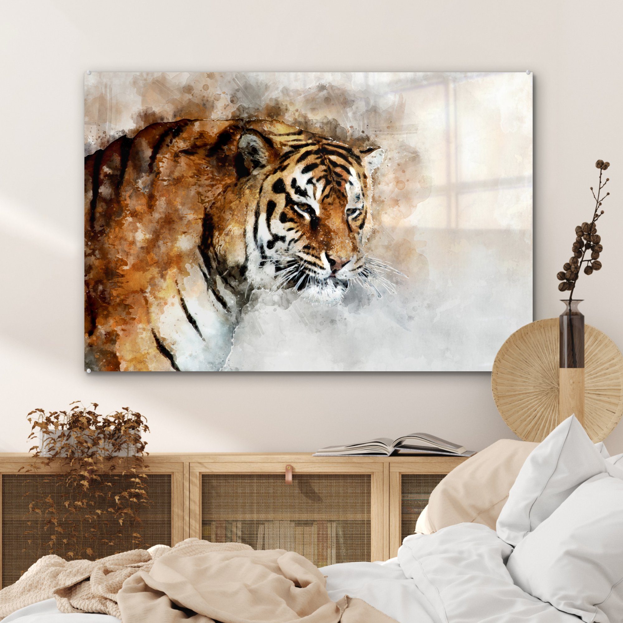 Tiger Schlafzimmer St), - (1 Augen Acrylglasbilder - & Wohnzimmer MuchoWow Acrylglasbild Gemälde,