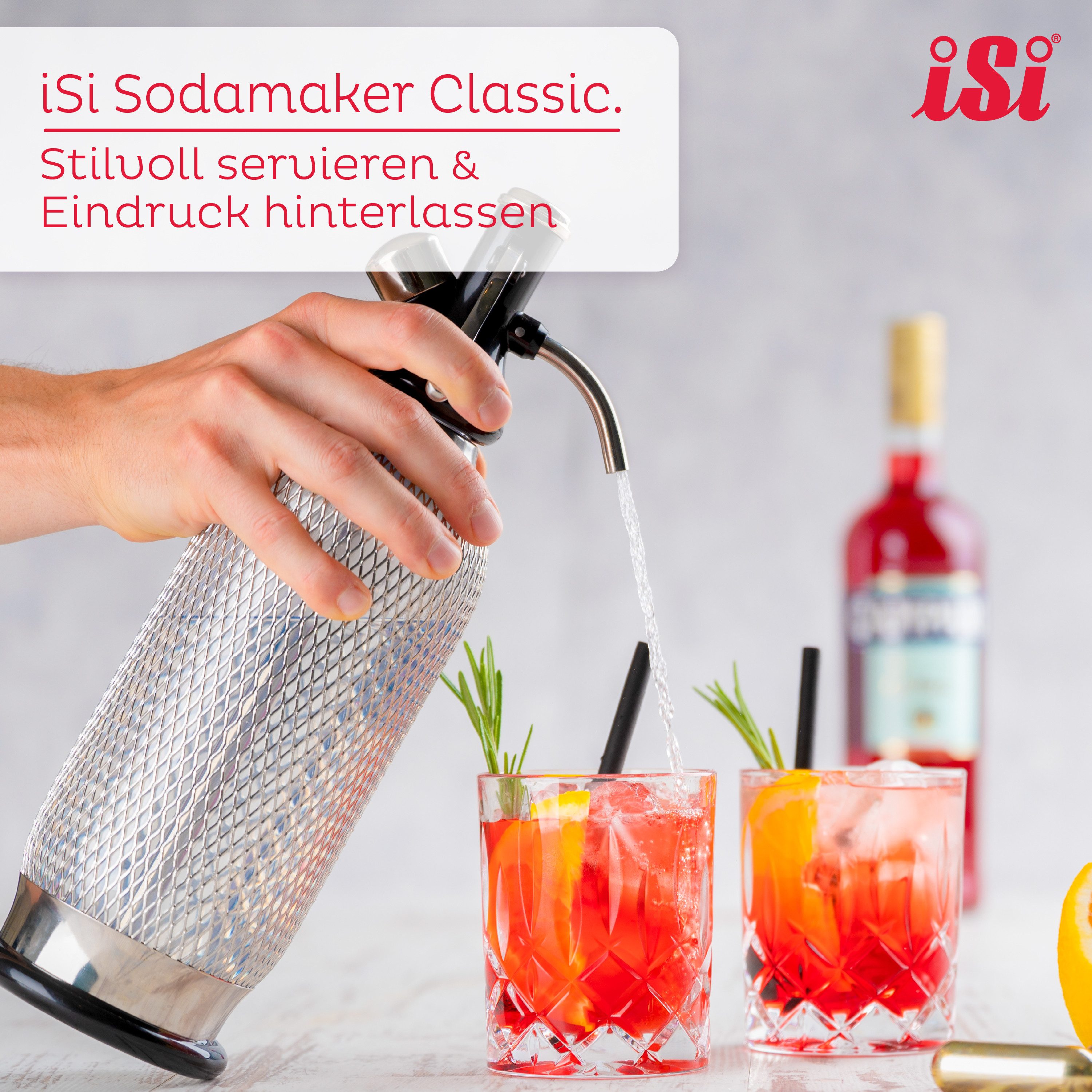 iSi Wassersprudler Soda Maker Classic + 60 Soda Chargers, (1 Soda Maker Classic, 60 Soda Charger), Vintage Wassersprudler Set, BPA-Frei, Mit 60 Soda Chargers