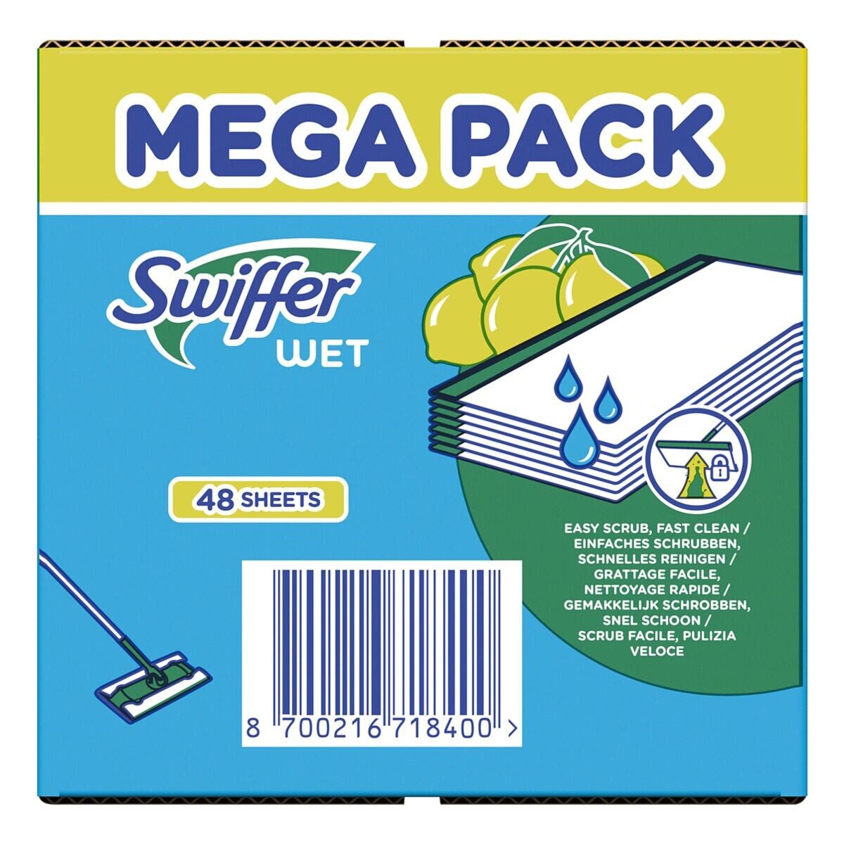 Swiffer Wet Citrus Fresh Reinigungstücher (48er-Pack feuchte Bodentücher mit Citrusfrische)