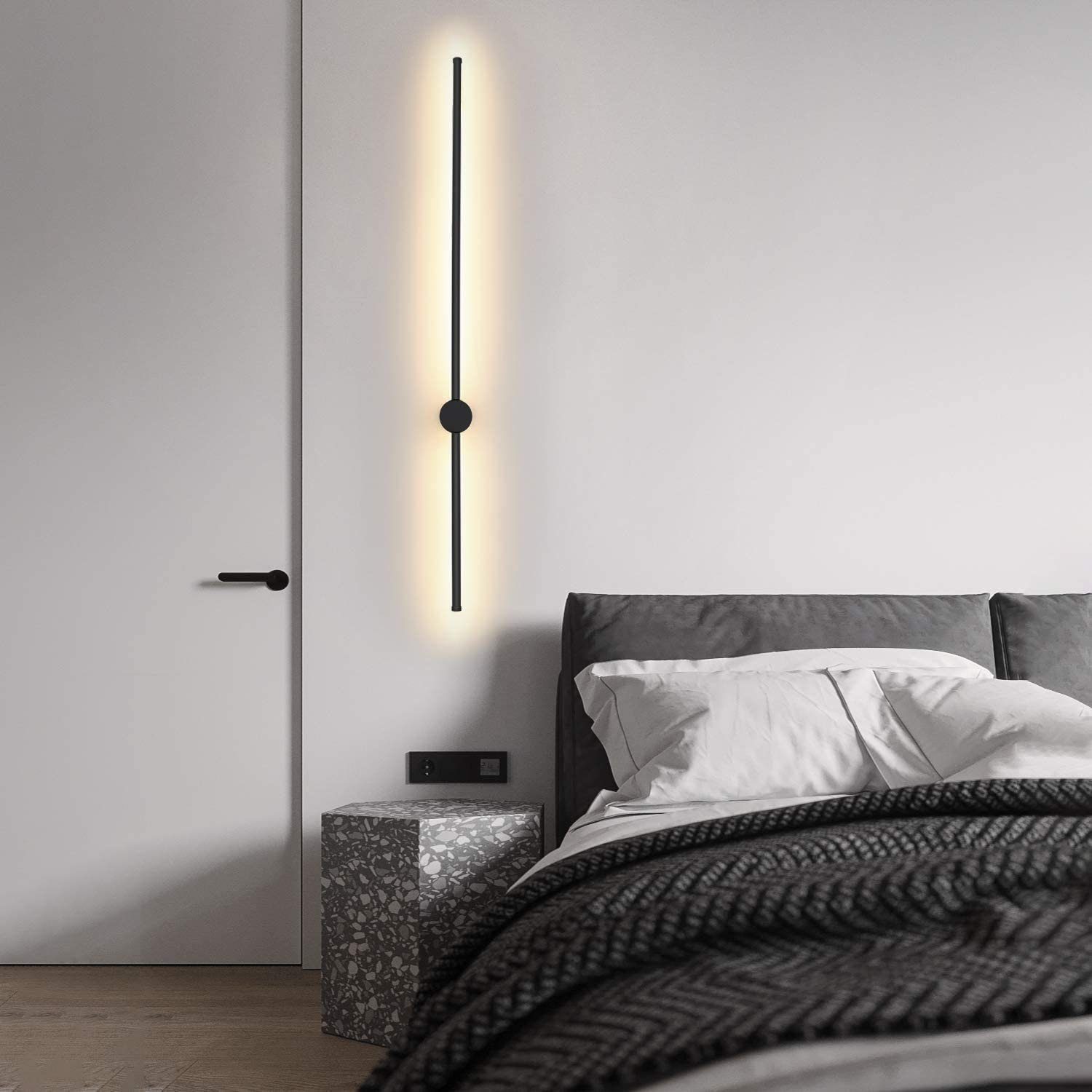 Nettlife LED Wandleuchte 100cm Schwarz Up Down 3000K 12W Modern Flurlampe, LED fest integriert, Warmweiß, Wandlampe für Flur Wohnzimmer Schlafzimmer Treppe – Bild 5 von 5