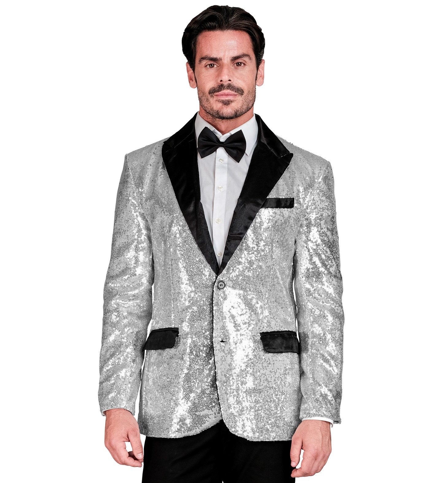 Widmann S.r.l. Kostüm Pailletten Jackett 'Glitter' für Herren, Silber