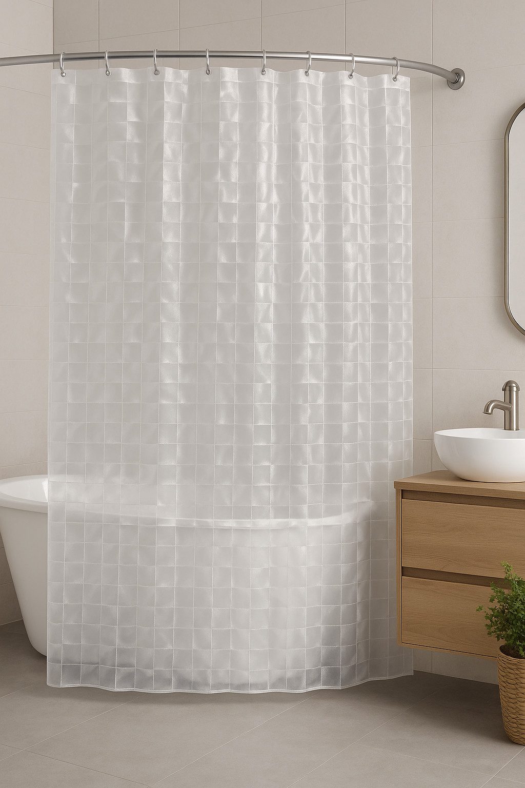 Euroshowers GmbH Duschvorhang Euroshowers Duschvorhangringe 3D-Quadrate 180x200cm Breite 180 cm