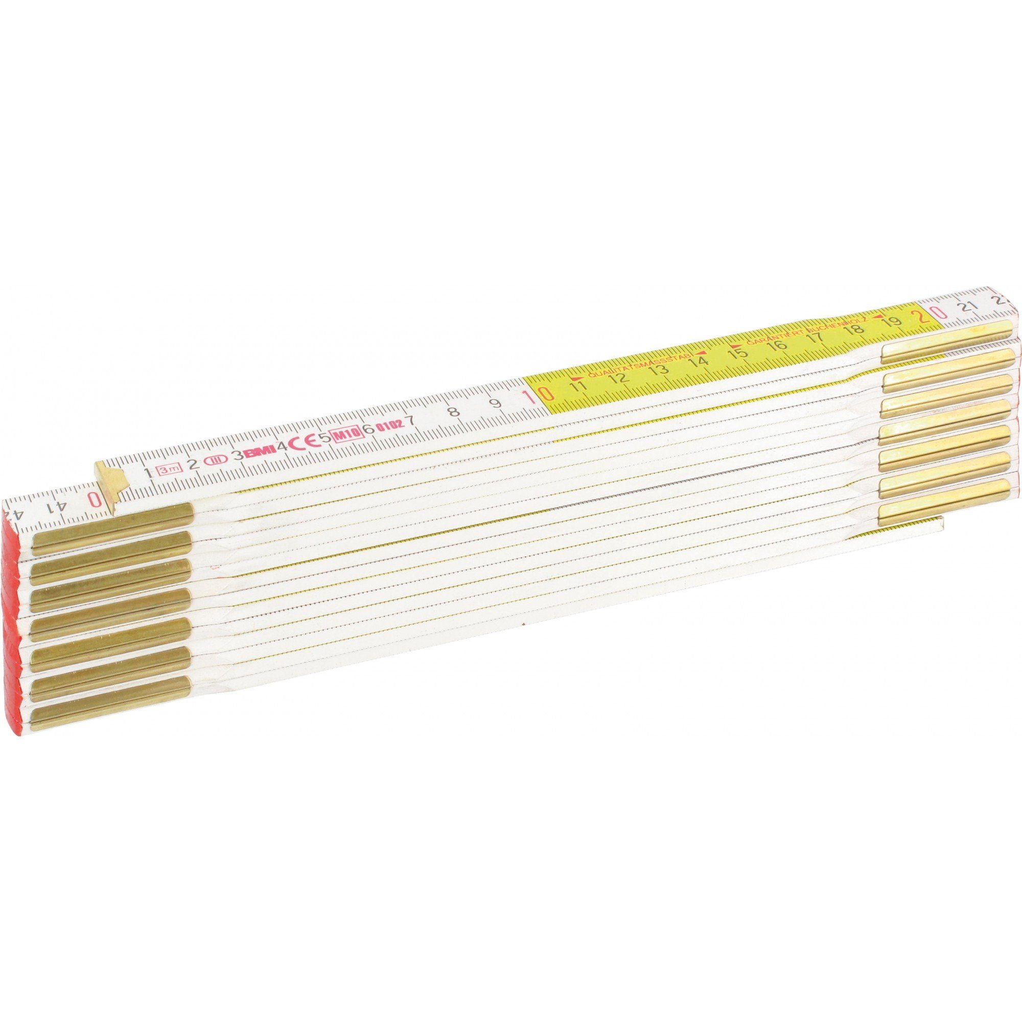 BMI Zollstock Holz Gliedermaßstab Schmiege 3m gelb-weiß, EG-Genauigkeitsklasse: III