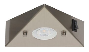 TRANGO LED Unterbauleuchte, 6er Set 6739-62 LED-Küchenunterbauleuchte *COOK* LED Einbauleuchte - Einbaustrahler aus Edelstahl inkl. 6x 4.8 Watt LED Modul 3000K warmweiß - direkt 230 Volt - beliebig erweiterbar, Schalter - Dreieckleuchte – Schrankleuchte