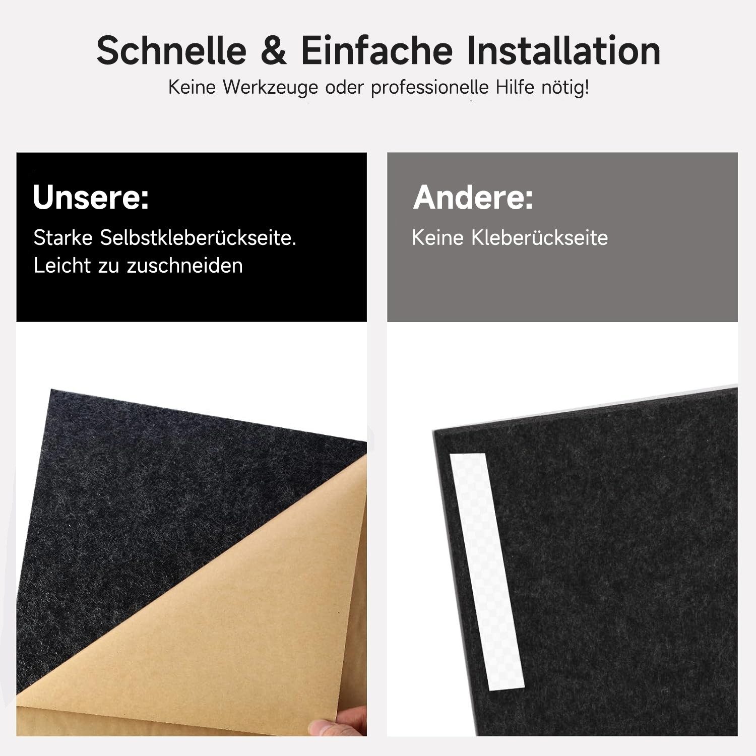 OSTWOLKE Akustikplatte Selbstklebend Schallabsorber Schallschutzplatten 30 x 30 x 0,9cm, (12-St), für Studio, Büro, Akustische Behandlung & Wanddekoration – Bild 5 von 5