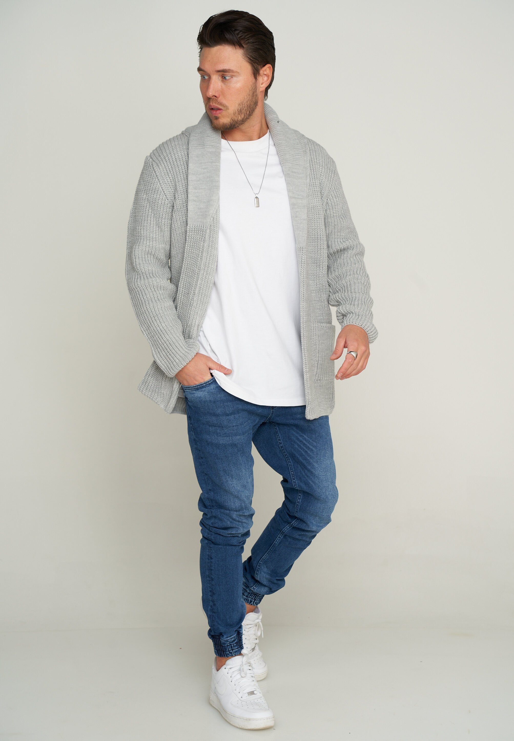 Cardigan CRHORTEN warmer Hellgrau Cardigan langer CARISMA