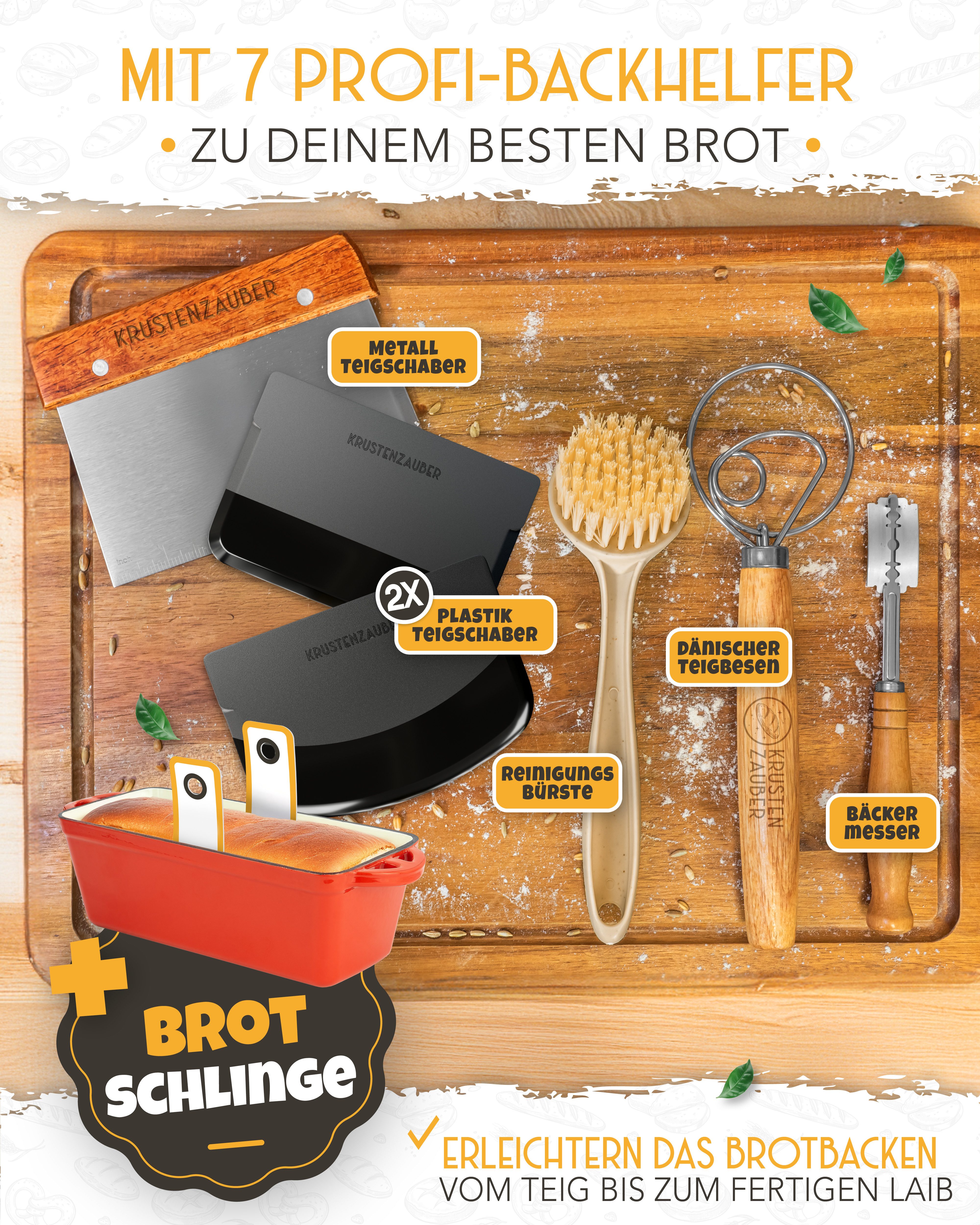 Krustenzauber Brotbackform Emaille Brotbackform 28cm mit Deckel im Komplettset, Kastenform Brot