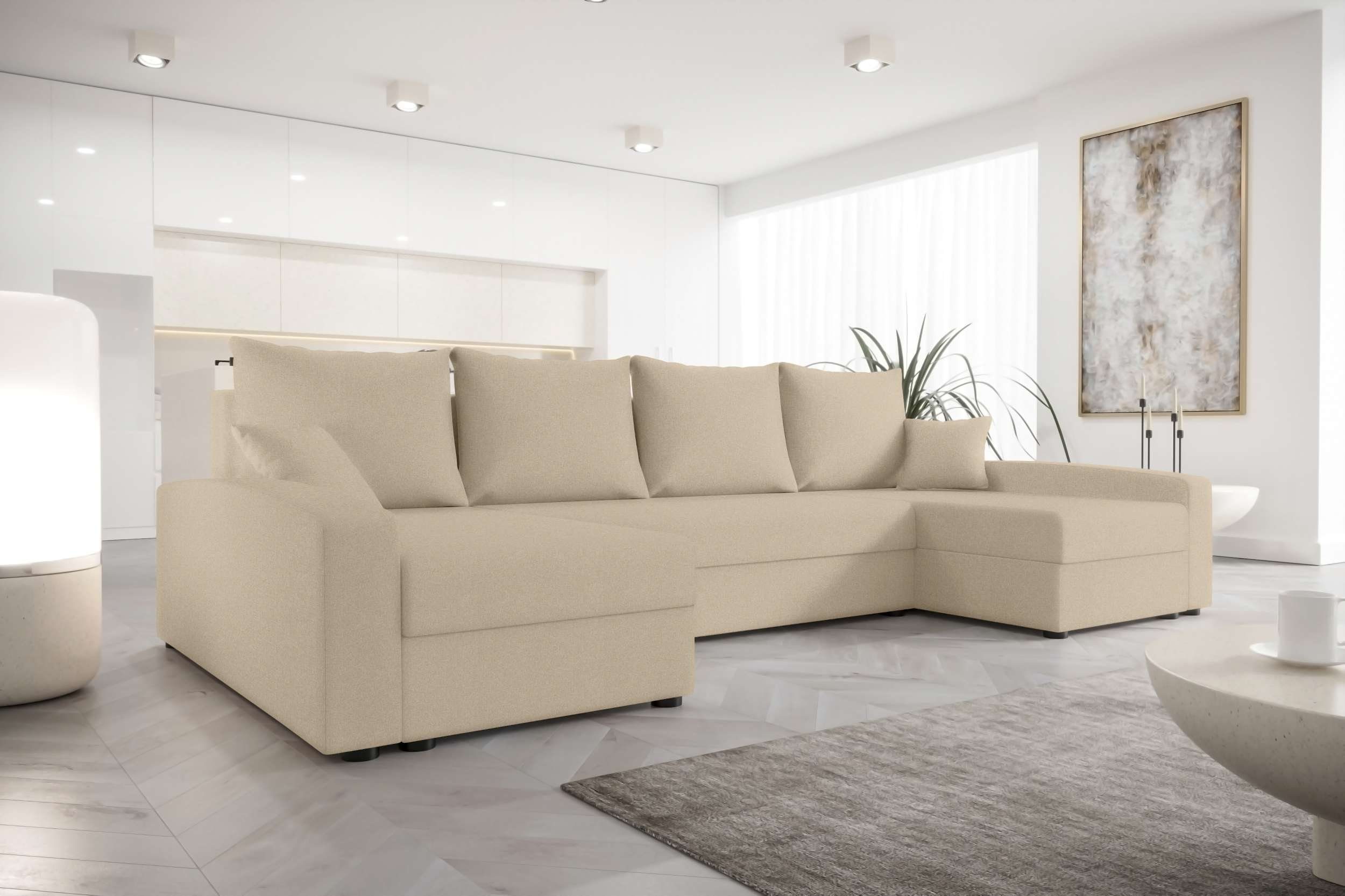 Stylefy Wohnlandschaft Addison, U-Form, Eckcouch, Sitzkomfort, Modern mit Sofa, Bettkasten, Bettfunktion, Design mit
