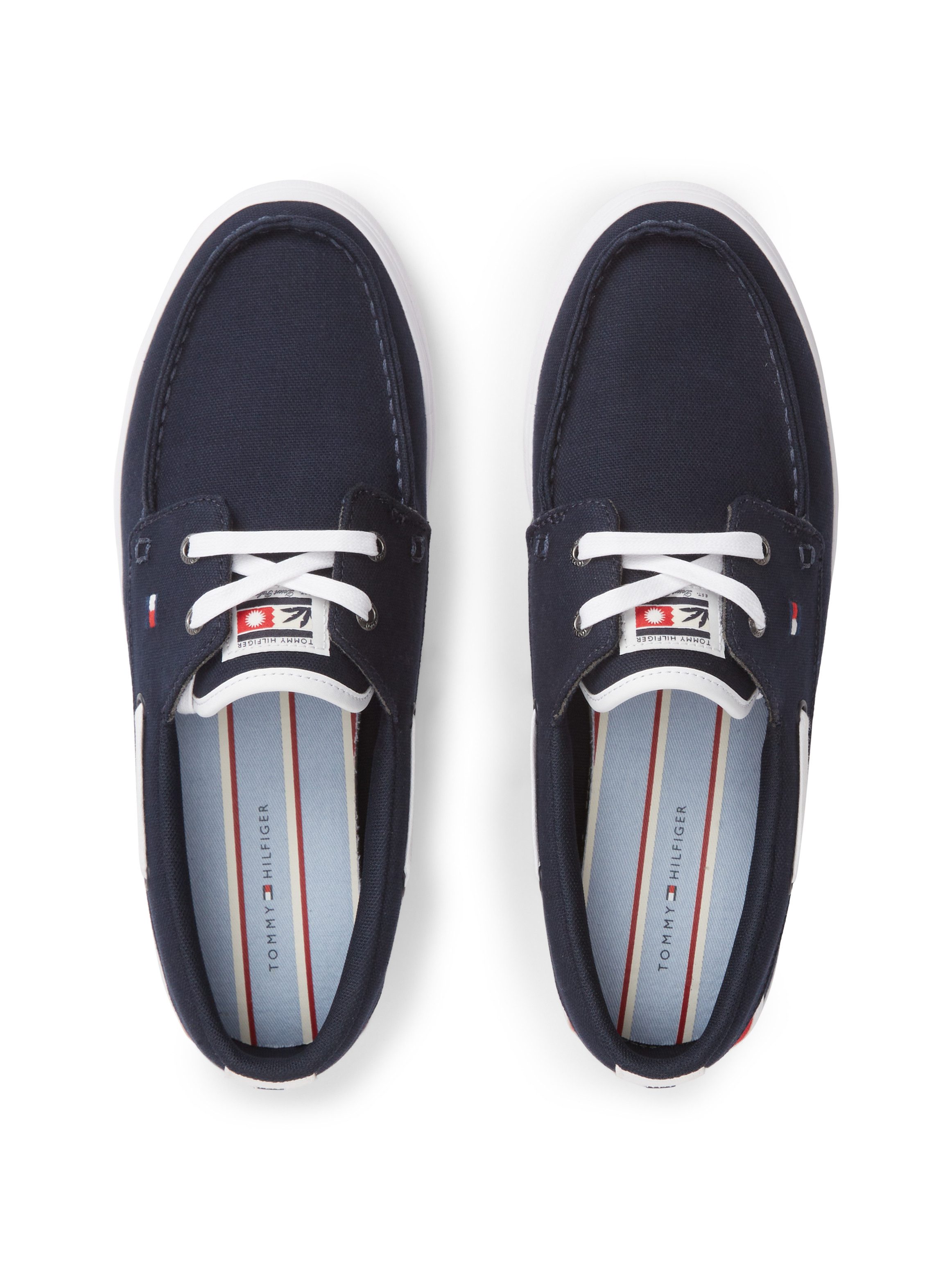 Tommy Hilfiger TH BOAT VULC SNEAKER CANVAS Bootsschuh Schnürschuh, Halbschuh mit Kontrastbesätzen und Durchzügen