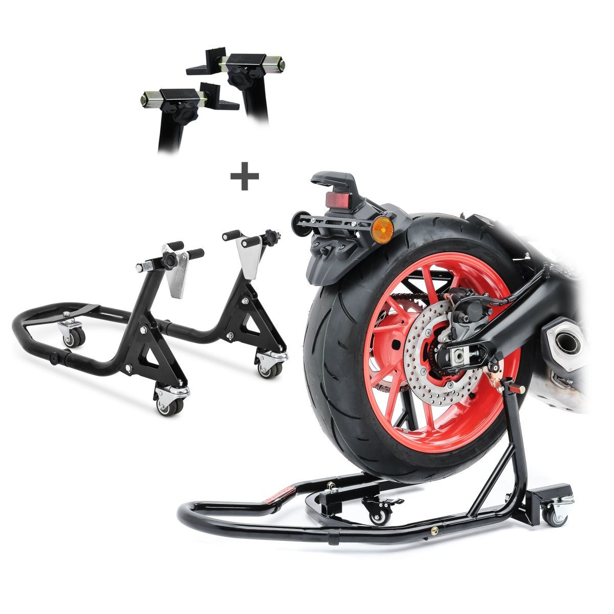 Motorradheber Motorrad Montageständer Set Rangierhilfe XMB Motorradständer vorne und