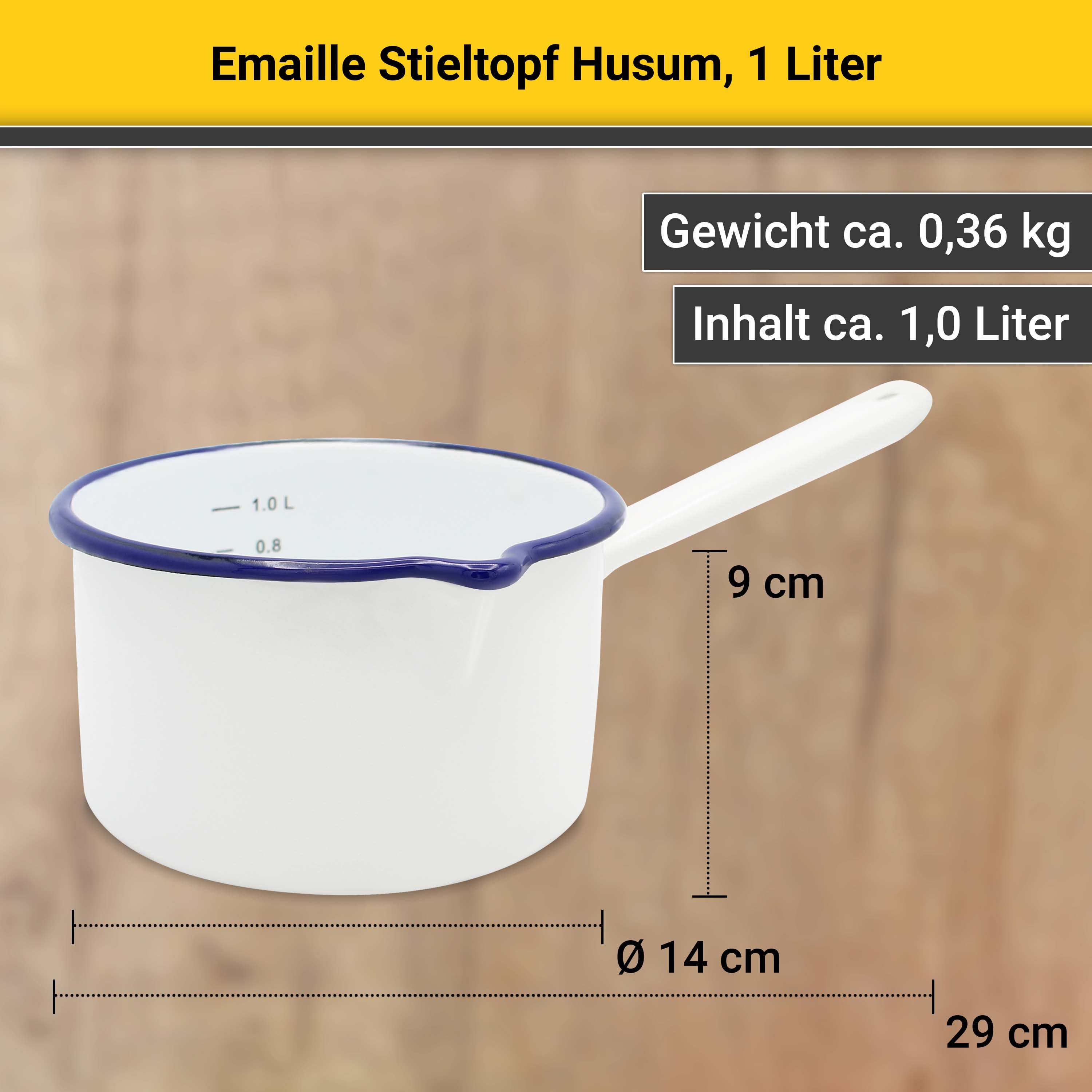 Krüger Kasserolle Husum, Emaille (1-tlg), für Induktions-Kochfelder geeignet, Ø 16 cm