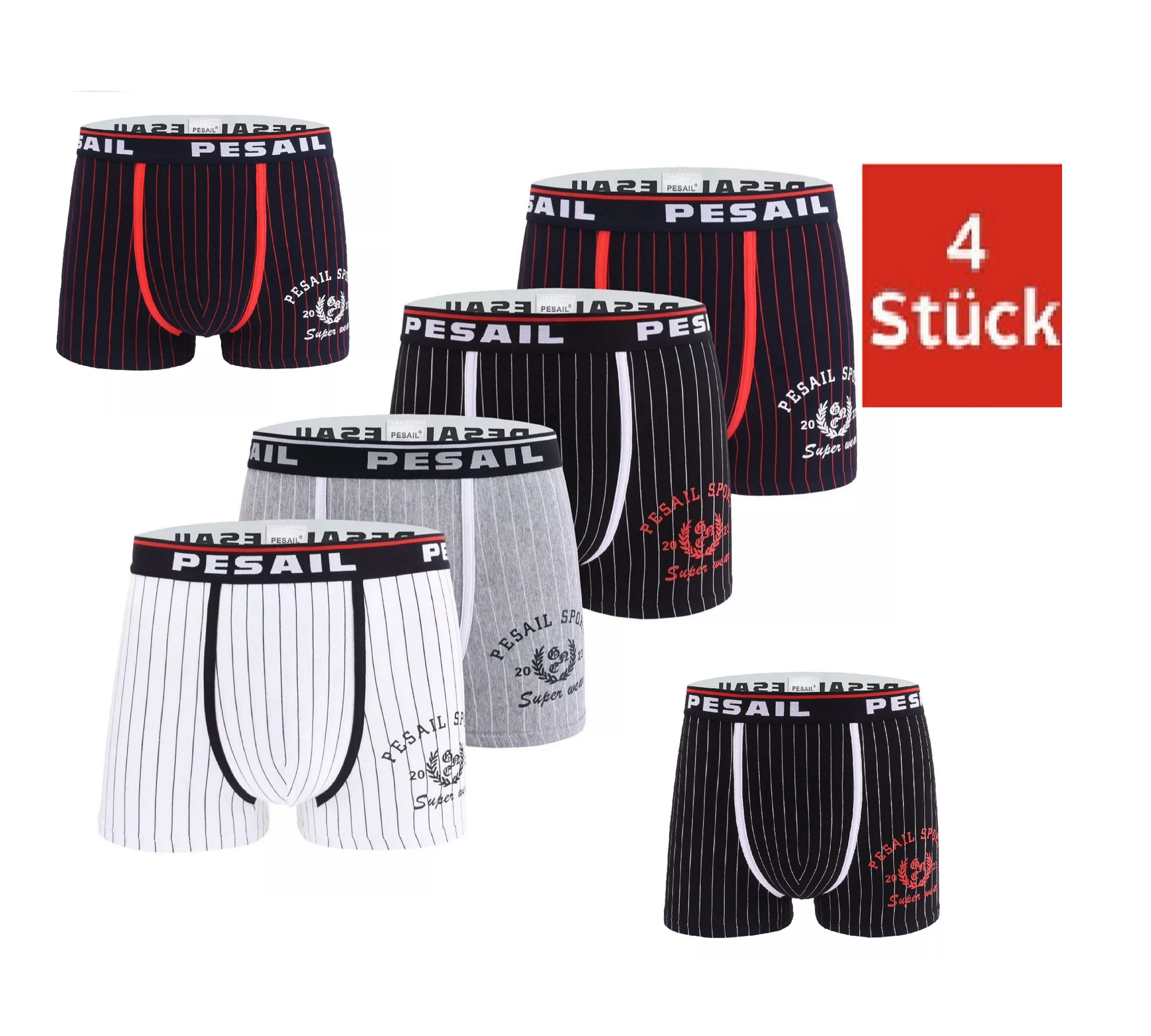 DDOnlineShop Boxershorts Herren Unterhosen Slips aus Baumwolle (Spar-Set, 4-St., 4er-Pack) M L XL XXL XXXL Pe-GW86325