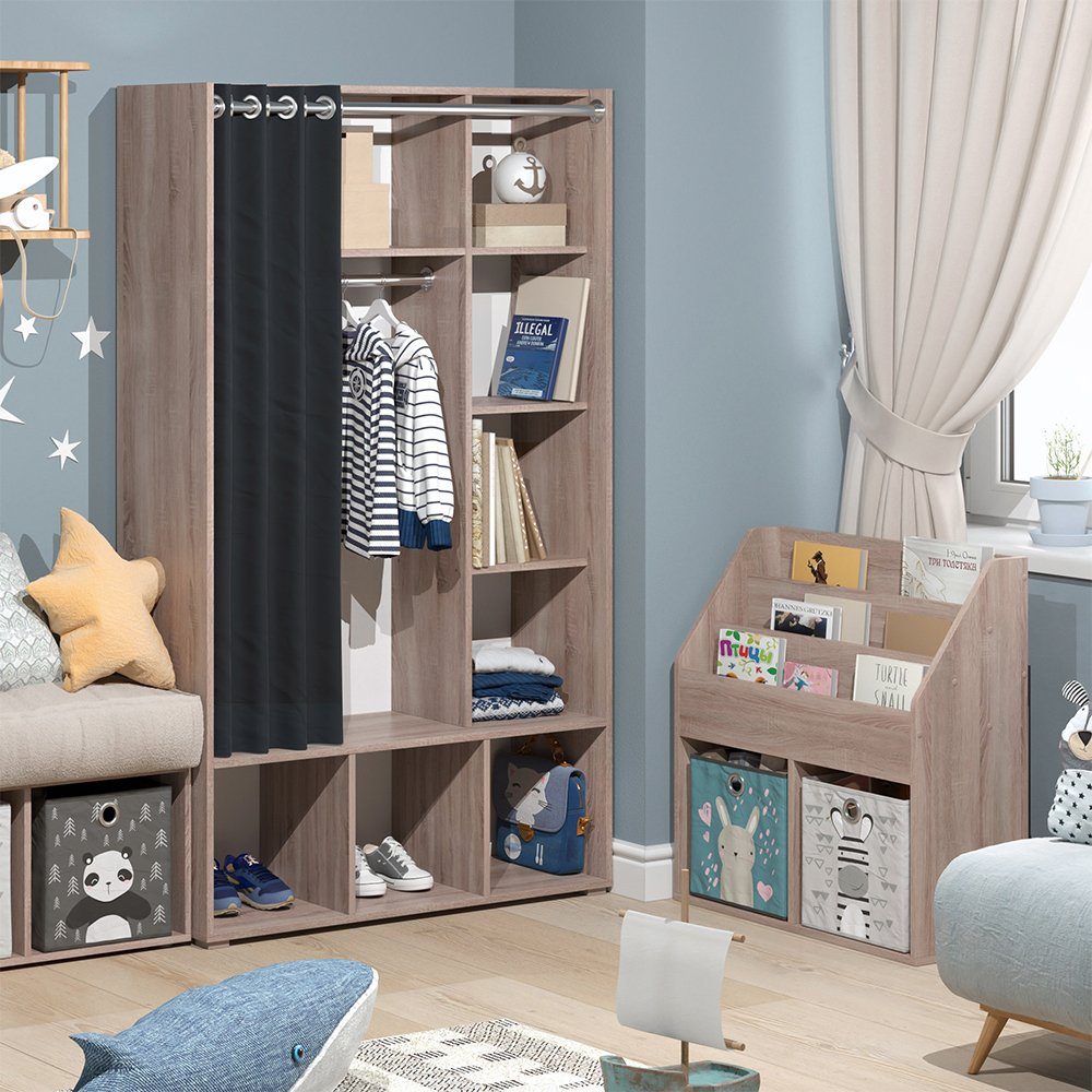 Vicco Kleiderschrank Luigi, Sonoma, 105.8 x 178.1 cm mit Vorhang-Kleidersta günstig online kaufen