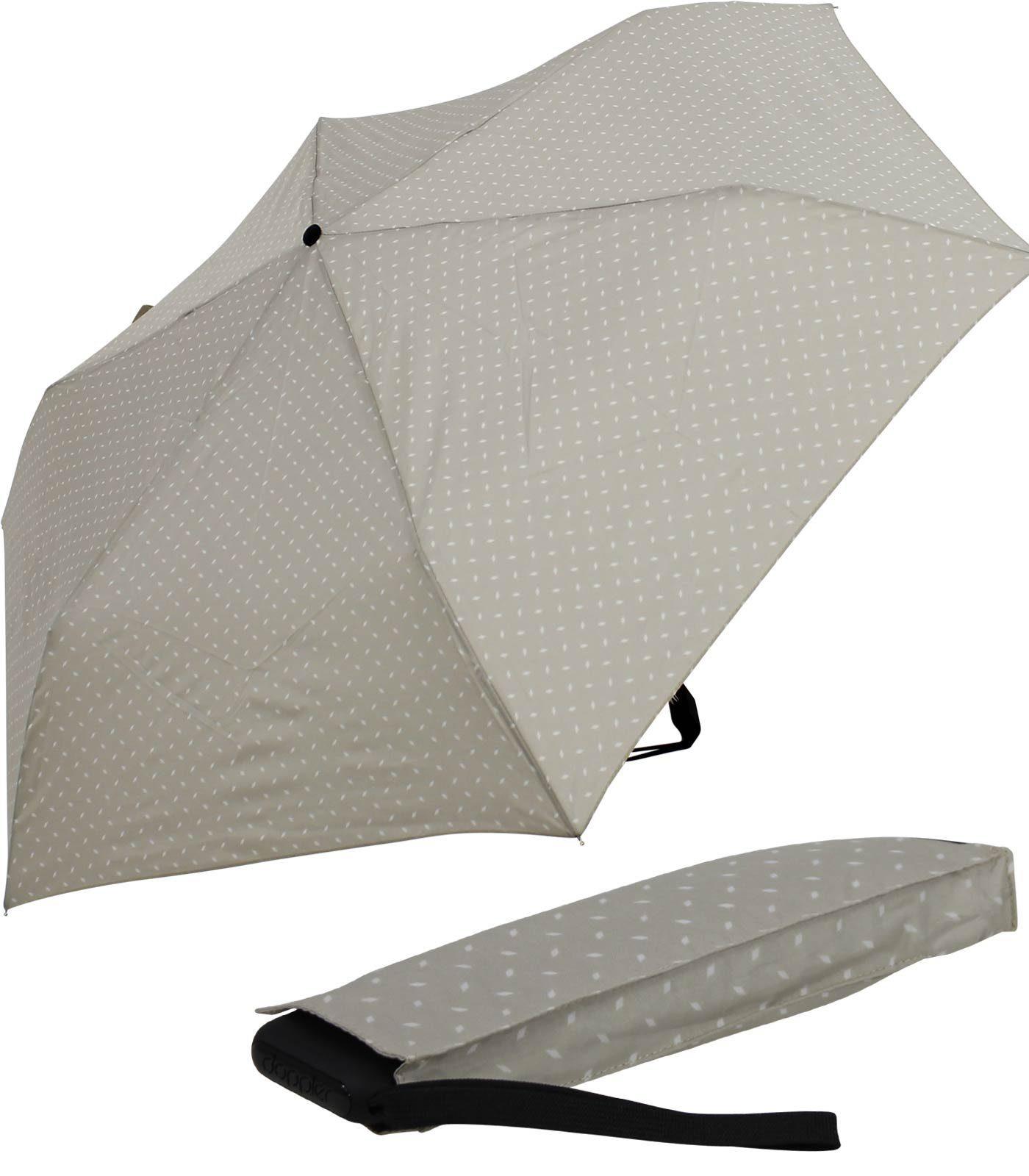 doppler® Taschenregenschirm ein leichter und flacher Schirm für jede Tasche, dieser treue Begleiter findet überall Platz grau