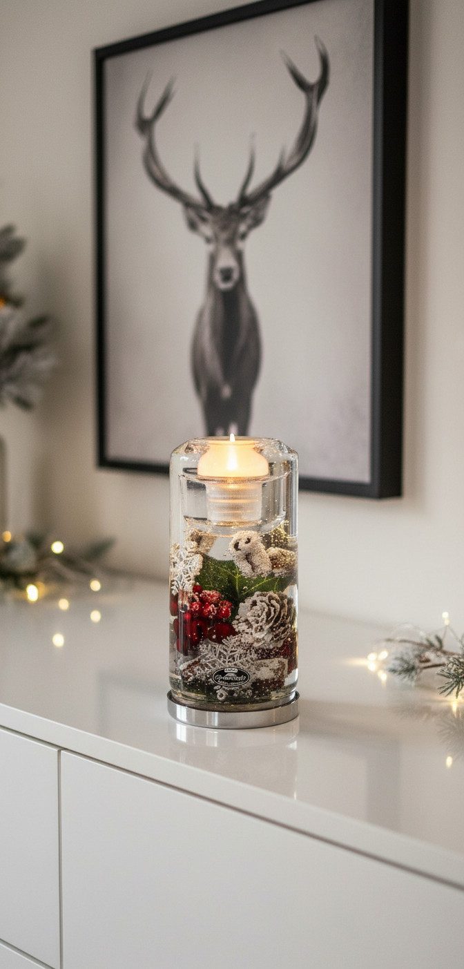 GILDE Dekoobjekt Teelichtleuchter LED Winterzauber Glas Braun Rot günstig online kaufen