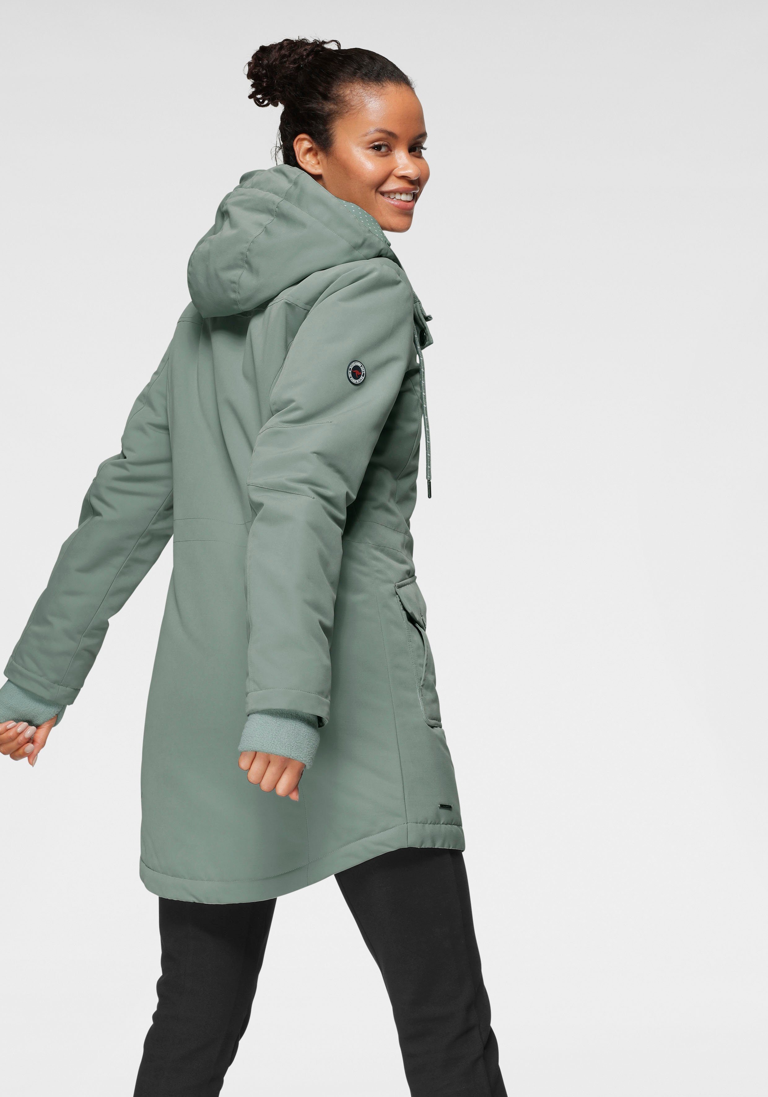 vielen nachhaltigem 2-Wege-Reißverschluss und Langjacke (Langjacke KangaROOS Taschen mint-grau Material) mit aus