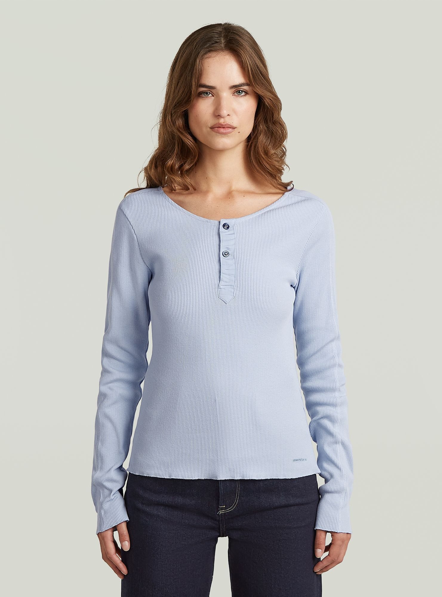 G-STAR T-Shirt Slim Henley Long Sleeve T-Shirt