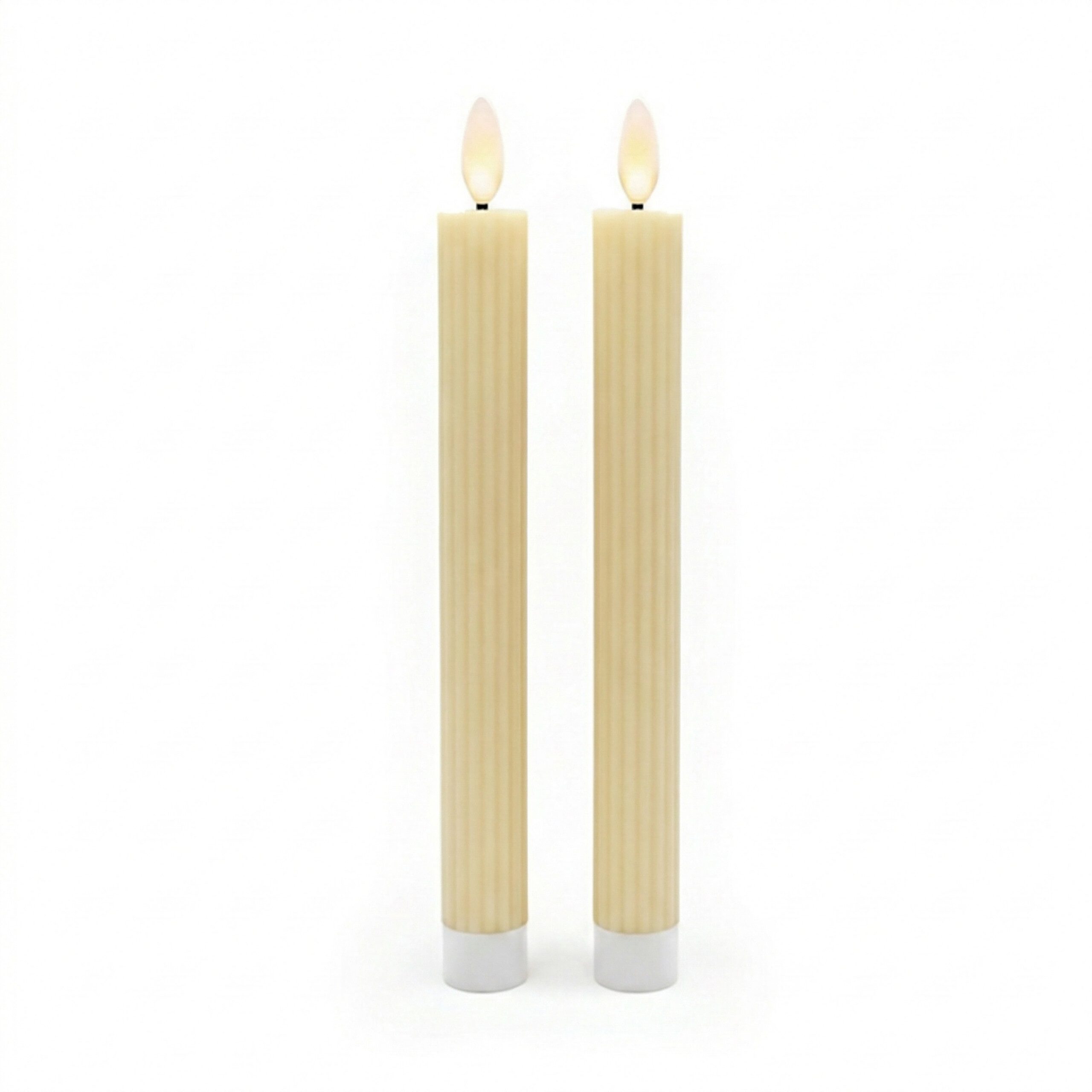 relaxdays LED-Kerze LED Stabkerzen 2er Set, Beige