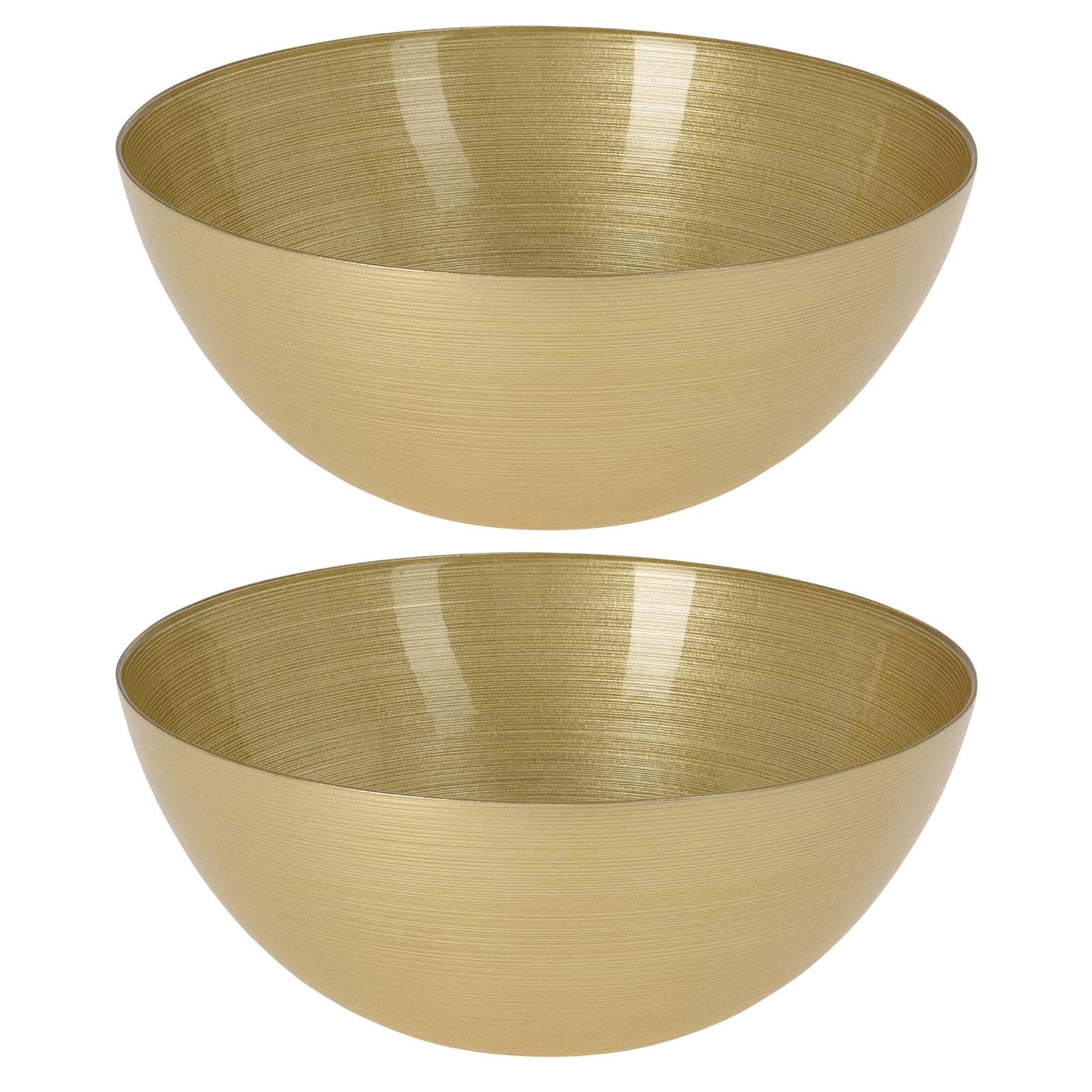 HAC24 Dekoschüssel Design Glas Schüssel Glasschüssel Obstschale Dekoschale Salatschüssel (2 St), Goldfarben Rund 28 cm Fassungsvermögen 3,6 L