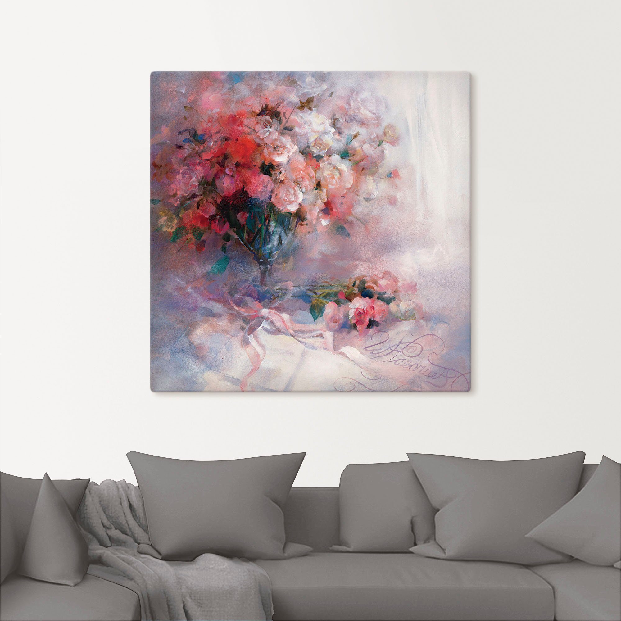 Artland Leinwandbild Rosenstrauß, Blumen (1 St), auf Holzrahmen gespannt