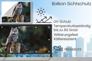 MuchoWow Balkonsichtschutz Eule - Herbst - Vogel - Äste (1-St) Balkonbanner, Sichtschutz für den Balkon, Robustes und wetterfest