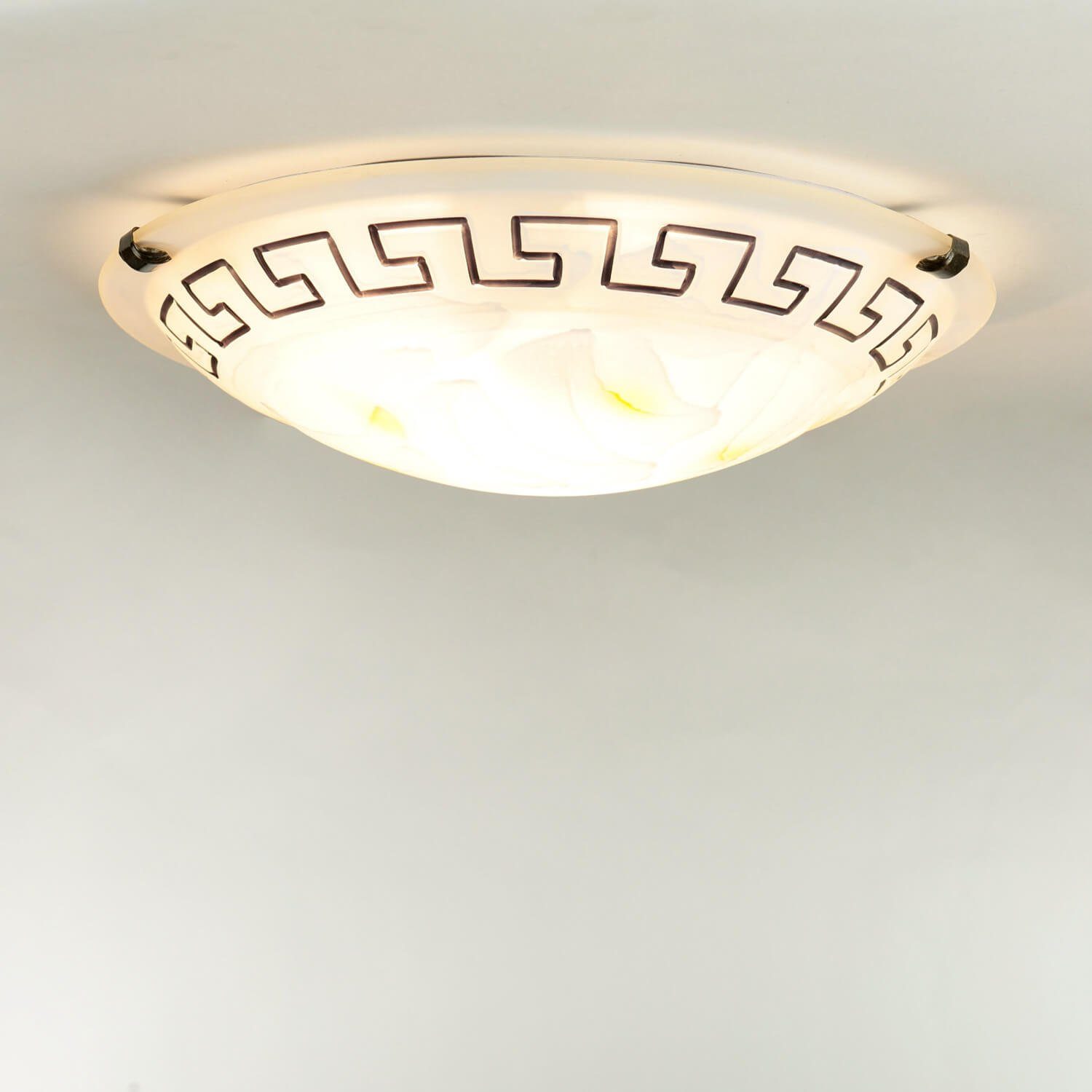 Wandleuchte bemalt mediterraner Leuchte ETRUSCO, Stil E27 Licht-Erlebnisse griechisch Glas aus Leuchtmittel, Deckenlampe ohne
