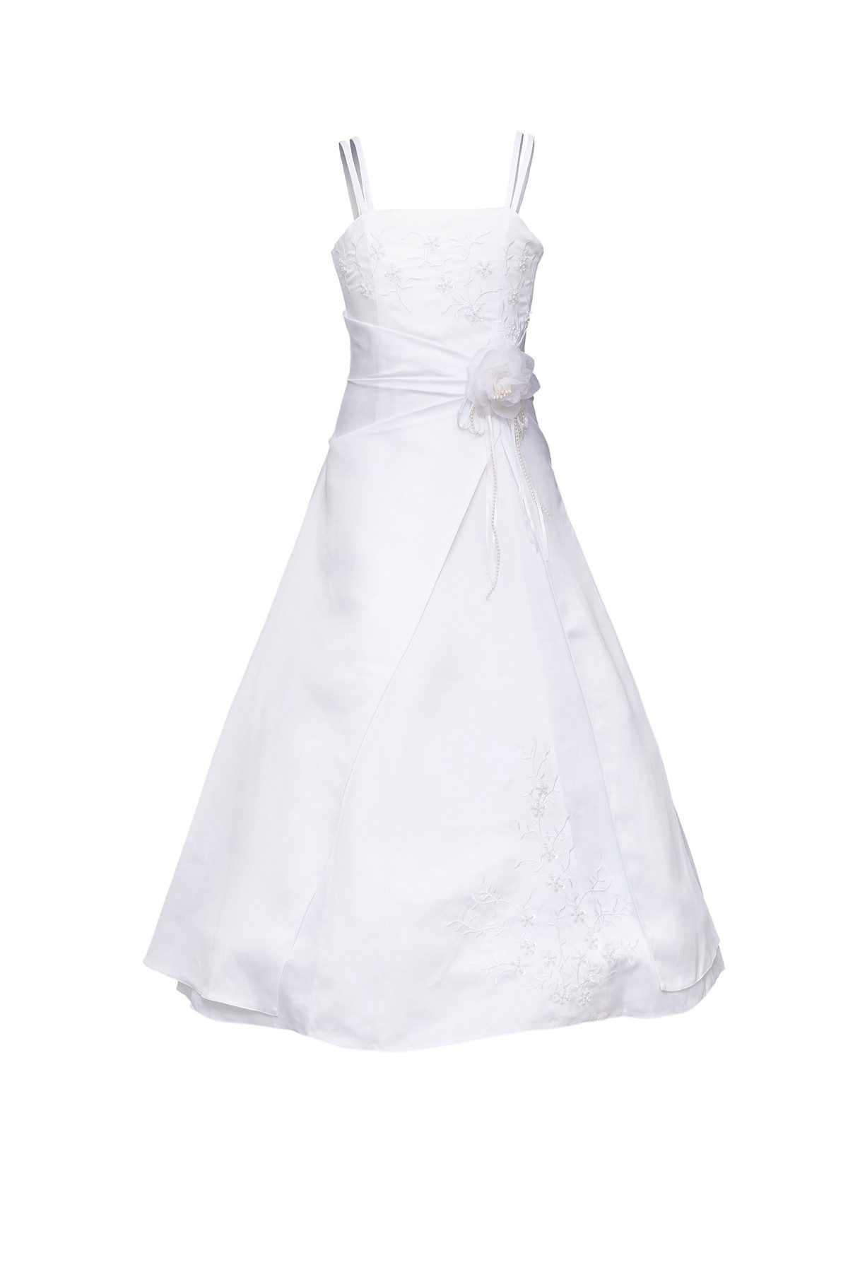 Märchenburg Satinkleid Kamelie-Kommunionkleid, Prinzessinnenkleid m. Bolero Jacke u. Reifrock KOMMUNIONKLEID