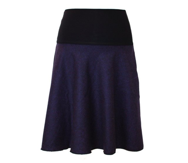 dunkle design A-Linien-Rock Wolltuch Weinrot Schwarz Lila 57cm elastischer günstig online kaufen