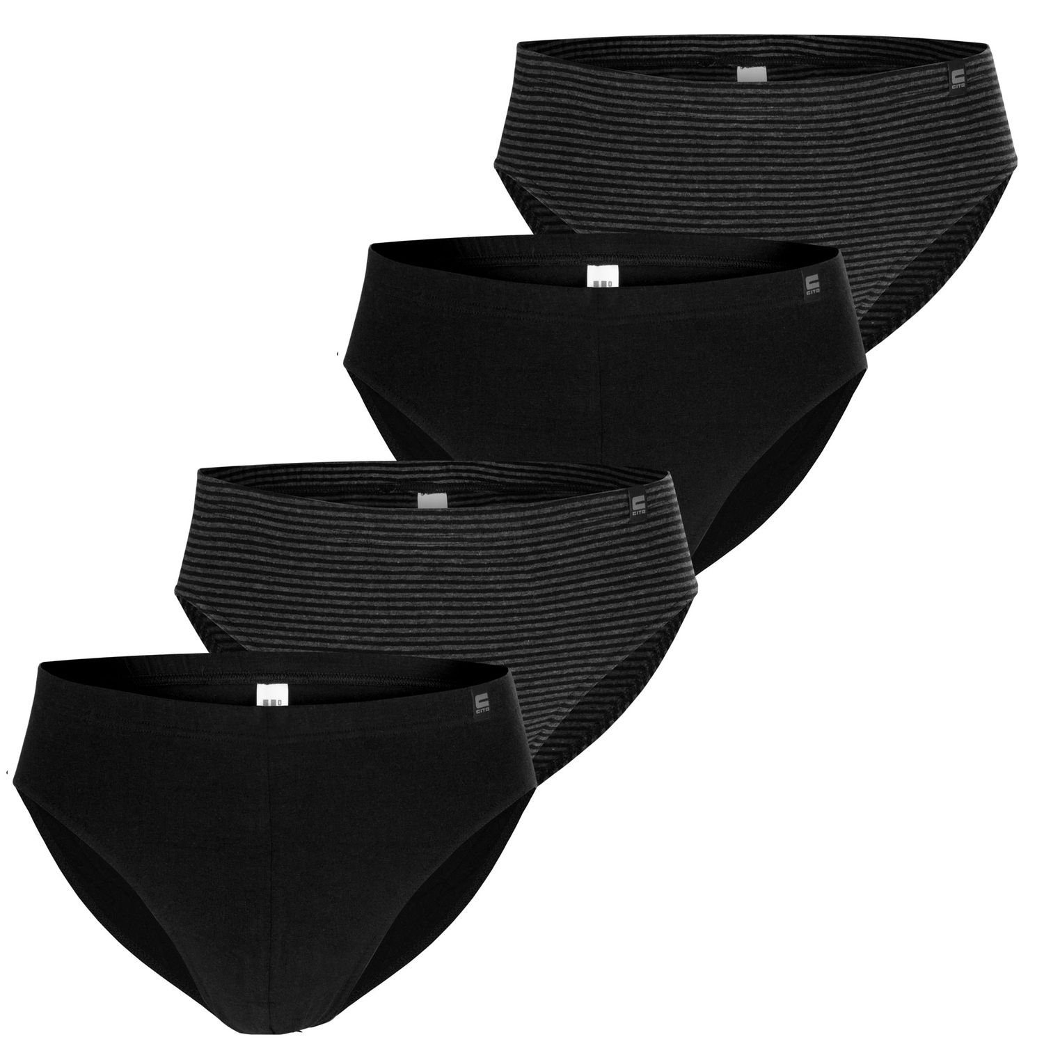 ohne im (4-St) Slip Komfortbund gestreift Pack / Eingriff, schwarz Cito 4er schwarz mit