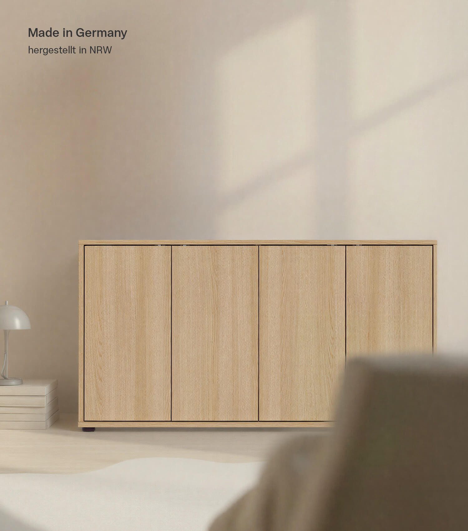 mokebo Sideboard Die Horizontale, Wohnzimmerschrank, Kommode, Beistellschrank, Anrichte in Eiche