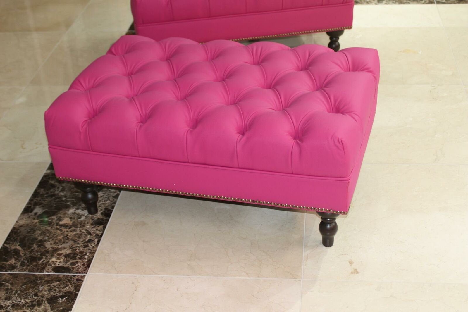 Luxury Pouffe Rosa Soft New Modern Hocker Sofort Textile Stool Elegant Footstool JVmoebel Design