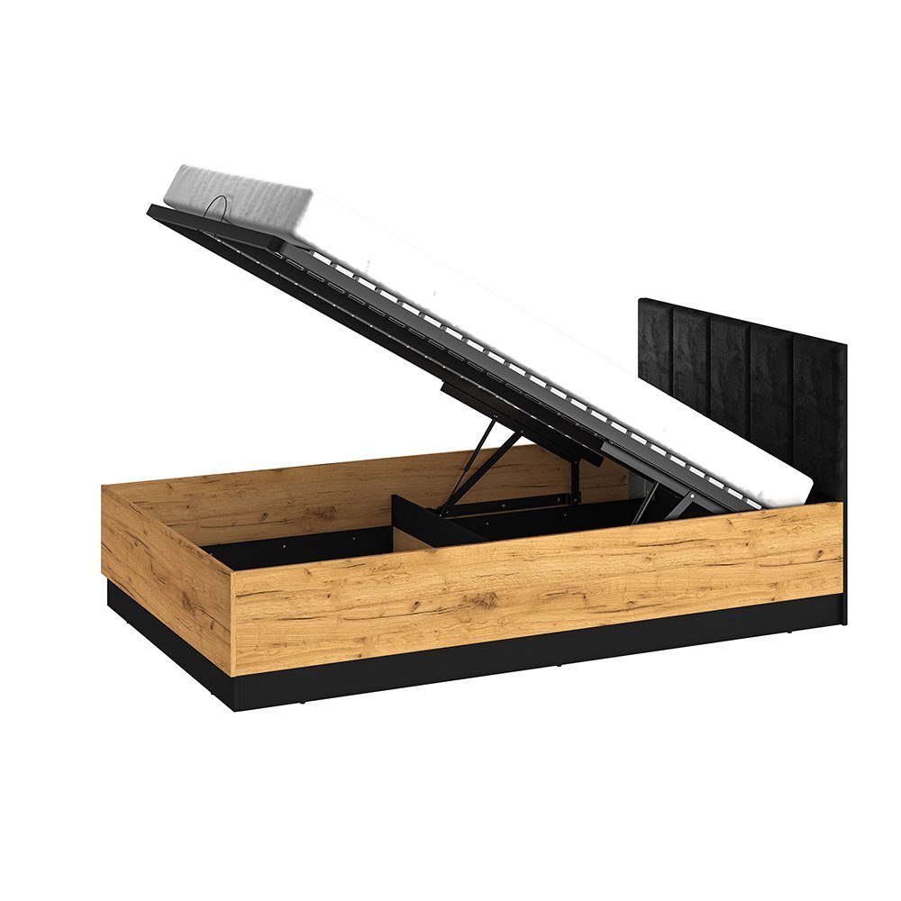 Lomadox Bettgestell CASPER-131, 120x200cm, Velours-Kopfteil, aufklappbarer günstig online kaufen