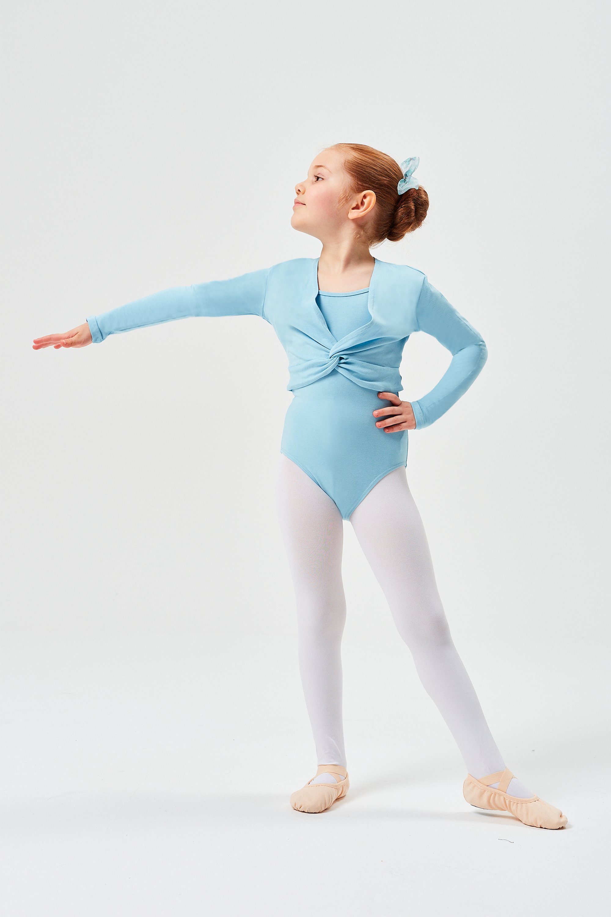 Mädchen fürs aus Baumwolle Crop-Top hellblau Ballett Mia Kinder für weicher tanzmuster Ballett wunderbar Oberteil Top Langarm