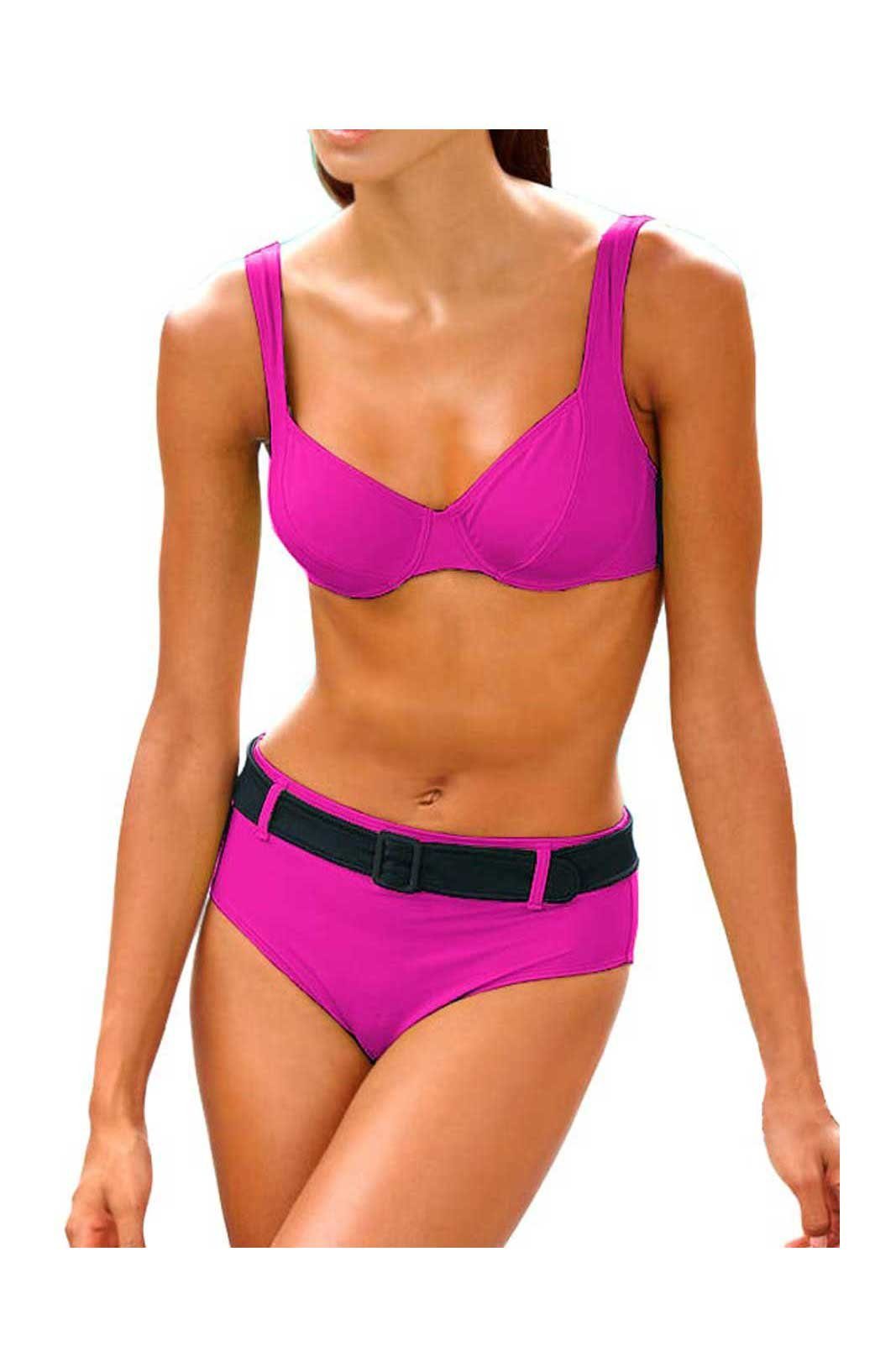 pink-schwarz Body-Shaping-Bikini, heine Push-Up-Bikini Heine Damen