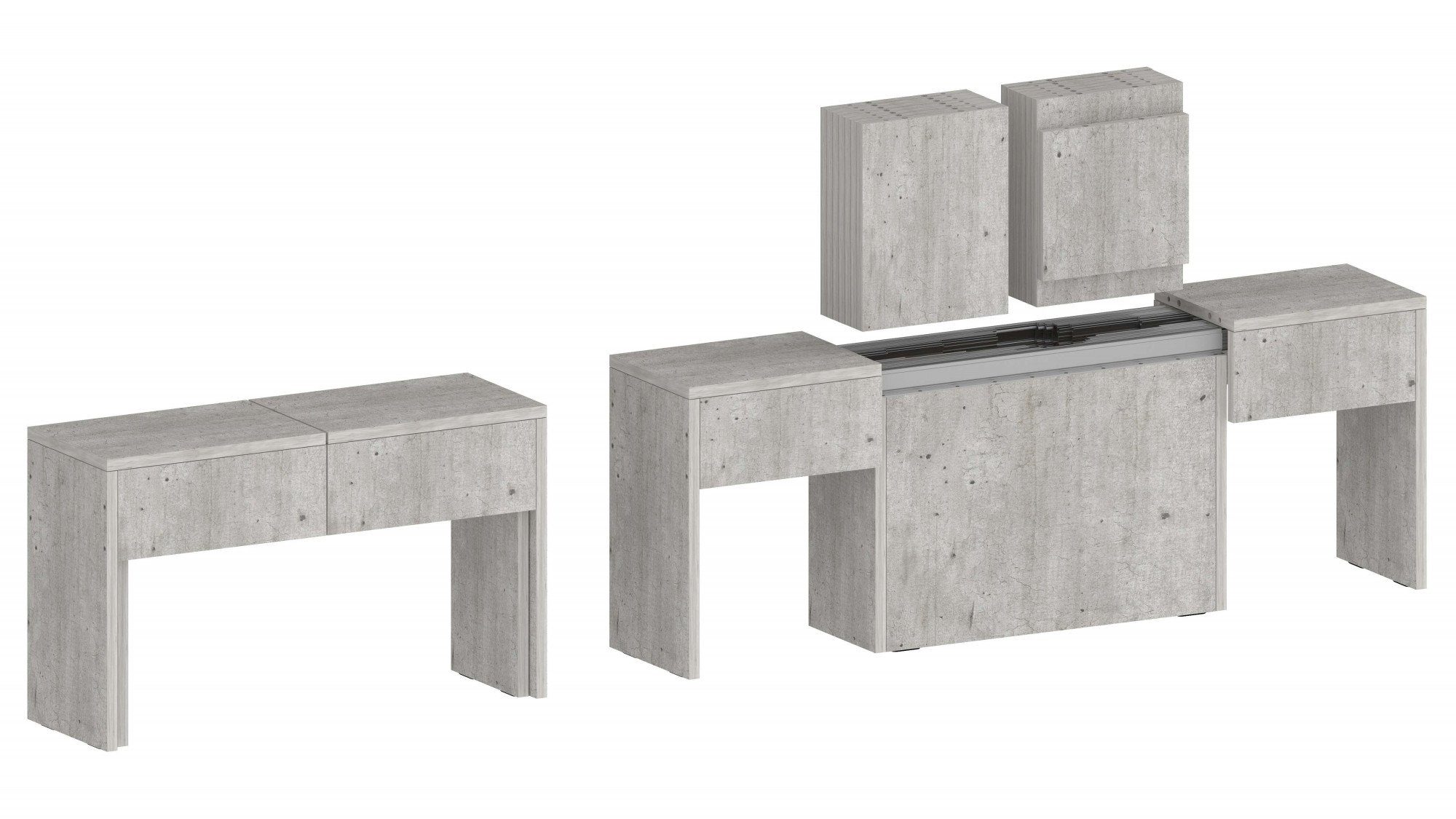 INOSIGN Sitzgruppe Praktika, (Spar-Set, 2-tlg., Set beinhaltet 2 Bänke), Je Bank ausziehbar bis 290 cm
