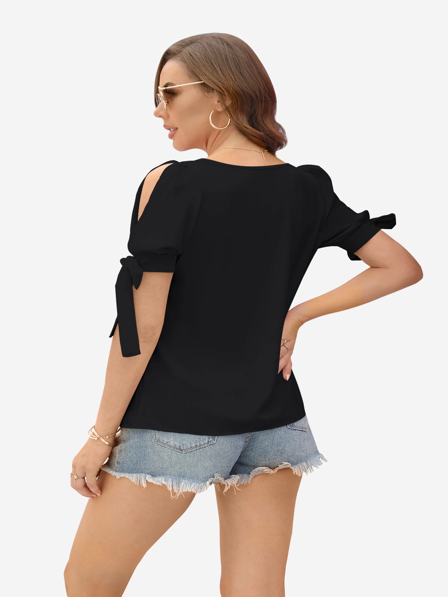 Imily Bela Shirtbluse Damen Schulterfreies Oberteil (Packung, 1-tlg., 1per-Pack) Einfarbig